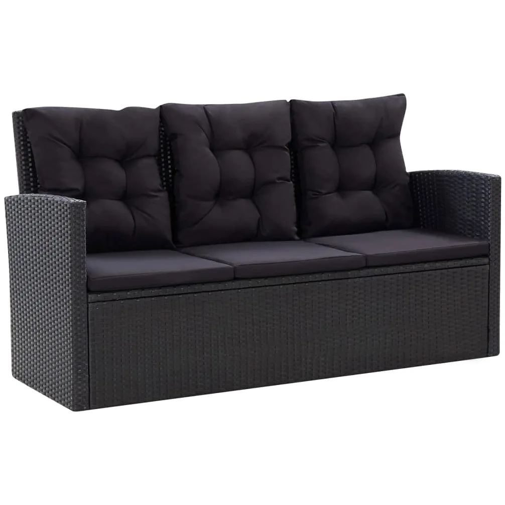 vidaXL Set Muebles de Jardín 6 Piezas y Cojines Conjunto Casa Patio Terraza Sofá Mesa Tablero Sillas Sillón Aire Libre Ratán Sintético Negro
