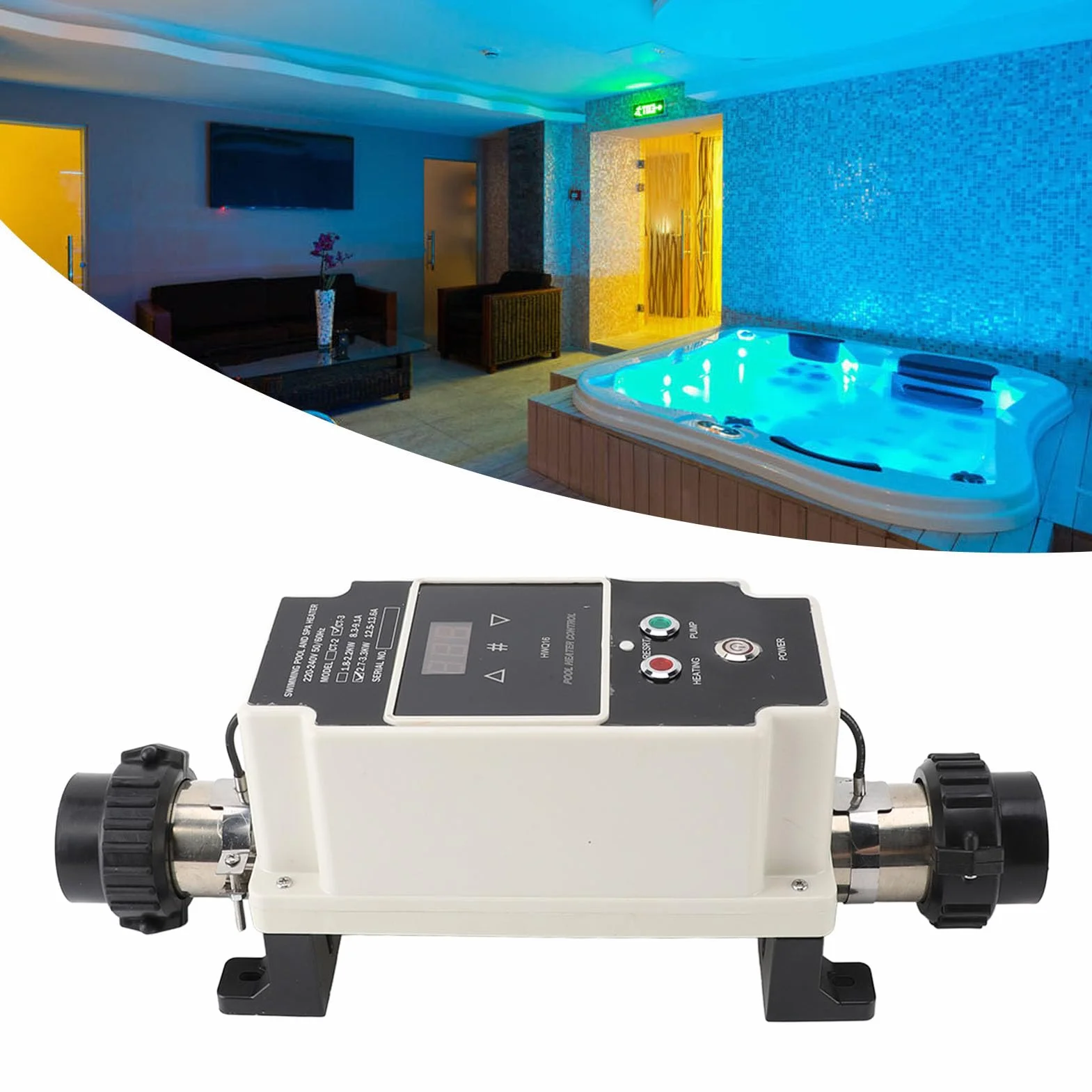 Sxhlseller Bomba de Calor para Piscina 230 V - 2,7-3,3 KW Termostato Calentador de Agua para Piscina con Pantalla Digital para Bañera de Hidromasaje