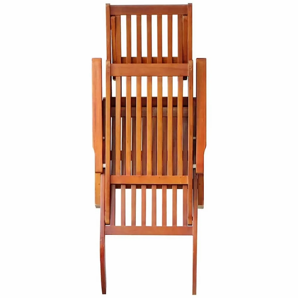 Tumbona plegable de madera de acacia maciza con cojín y reposapiés, silla de jardín ajustable en 3 posiciones para terraza y jardín, carga hasta 110 kg