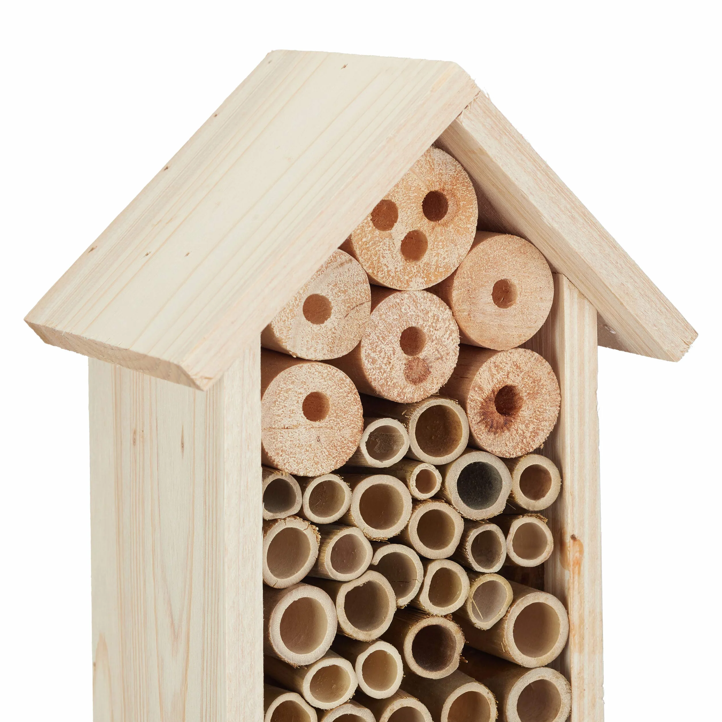Hotel para insectos Relaxdays con espiga para el suelo, ayuda a la anidación, grande, de pie, hotel de abejas silvestres, madera, 148 cm de altura, natural, 148 x 16 x 11 cm