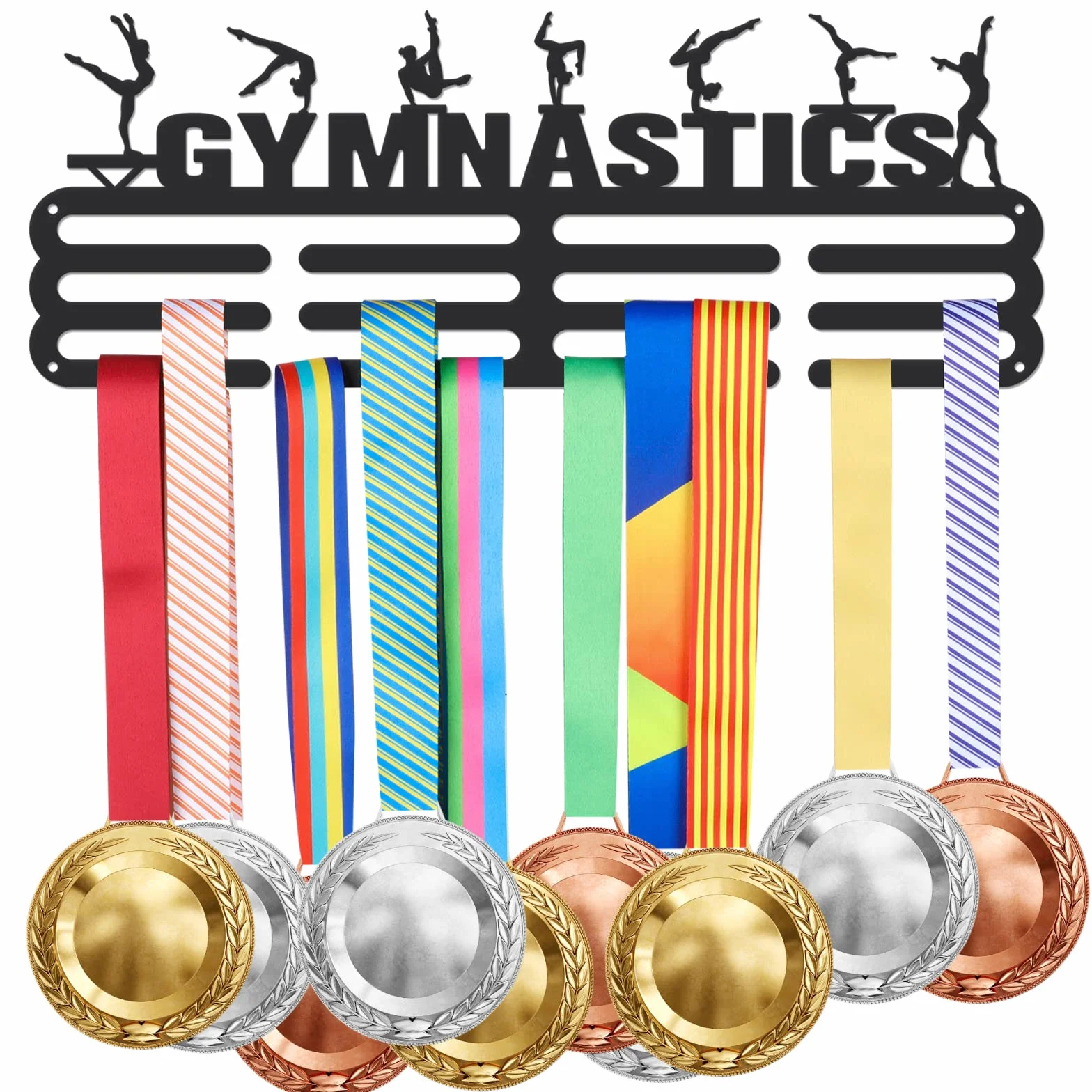 SUPERDANT Colgador de Medallas de Gimnasia con 12 Líneas, Soporte de Exhibición de Acero Resistente Montado en la Pared