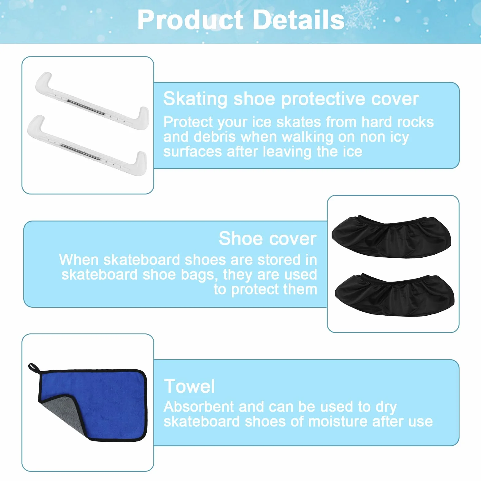 Protege Lame Patin A Glace Ajustables con Funda Protectora, Incluye Toalla, Patinaje Artístico Y Hockey sobre Hielo