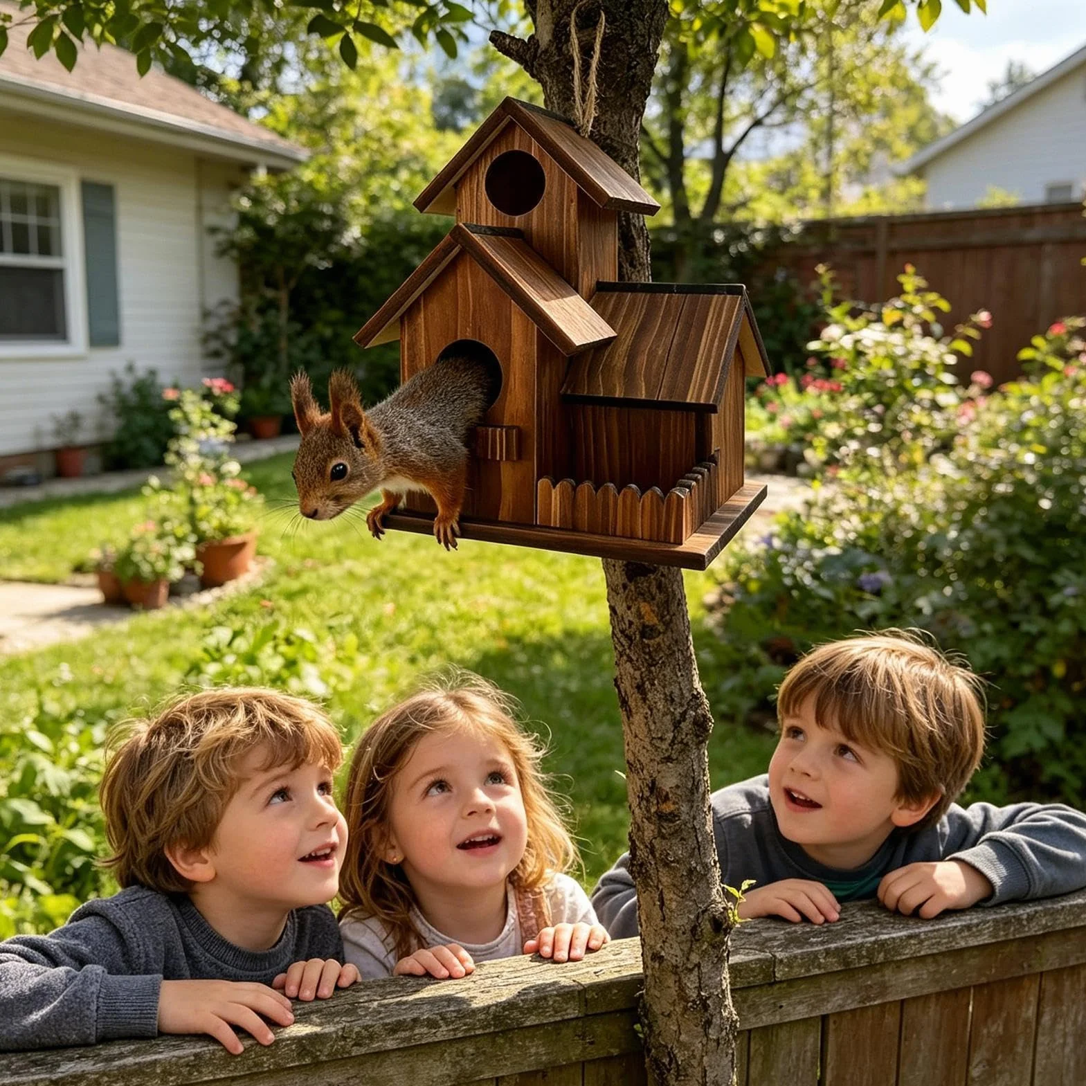 Casita para Ardillas, Cuenco con Toldo Chipmunk - Caseta de Agua para Ardillas,De Exterior, Patio, Jardín, Terraza, Árbol, Ventana, Pícnic, Casa Ardillas, Hogar Pájaros, Zona Juegos