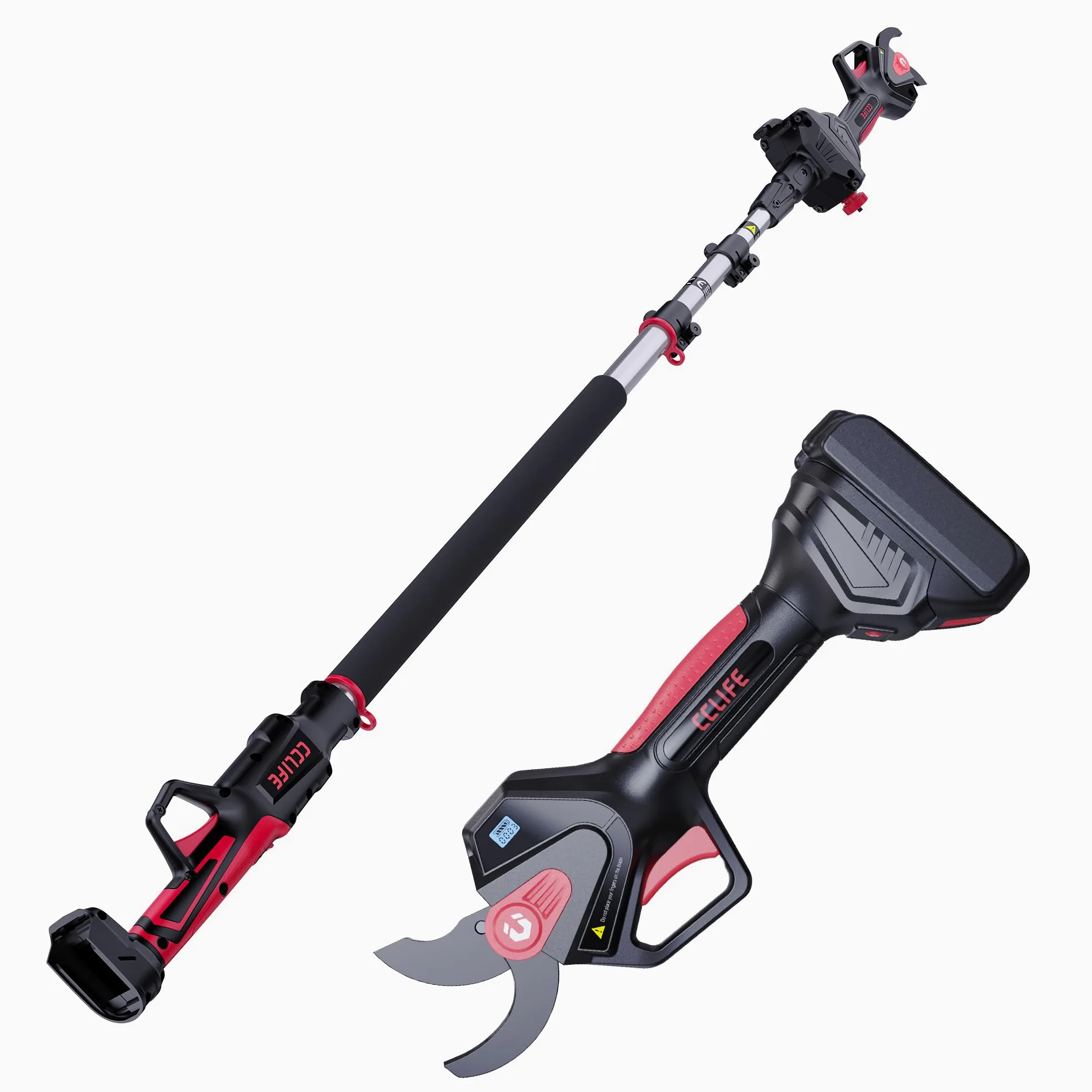 CCLIFE Juego de tijeras de podar con batería 2 en 1 con barra telescópica de 2 m, hasta 40 mm de diámetro de corte, compatible con Makita 18 V/20 V (sin batería)