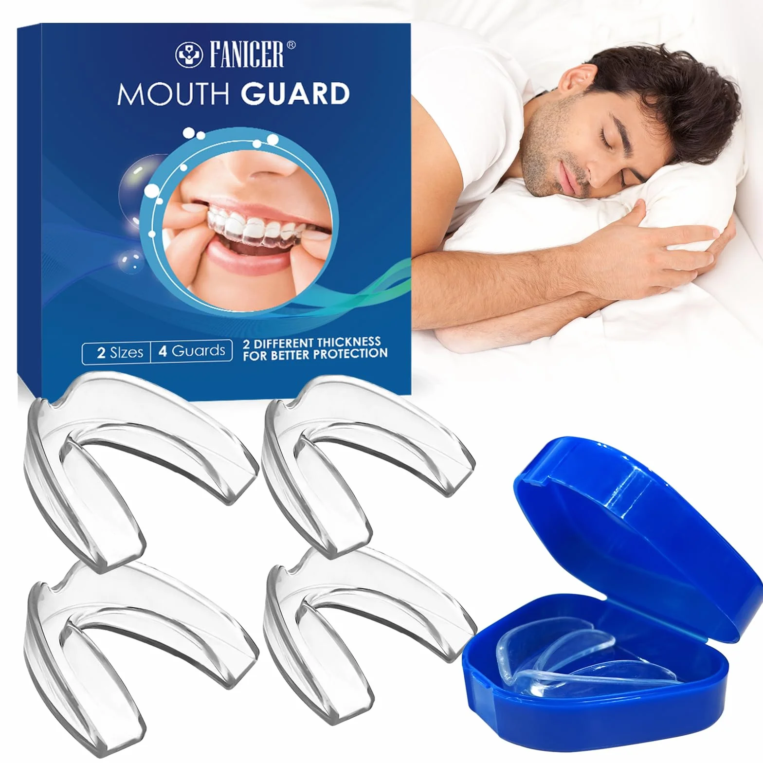 Ferula Descarga Bruxismo 4 Piezas Kit Protección Dental Reutilizables Protector Dental para Rechinar Dientes