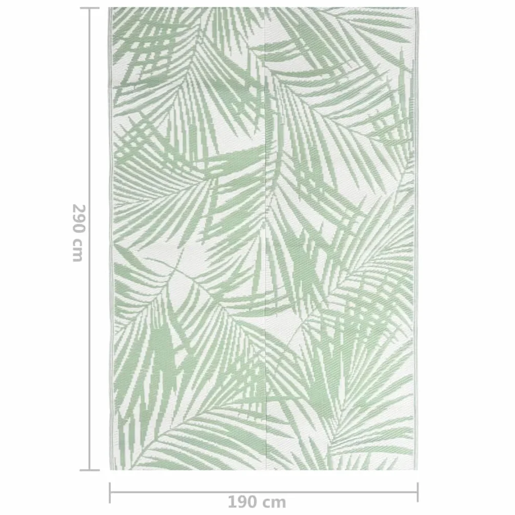vidaXL Alfombra de Exterior Jardín Patio Terraza Balcón Salón Sala de Estar Piscina Decoración Adorno Alfombrilla Suelo PP Verde 190x290 cm