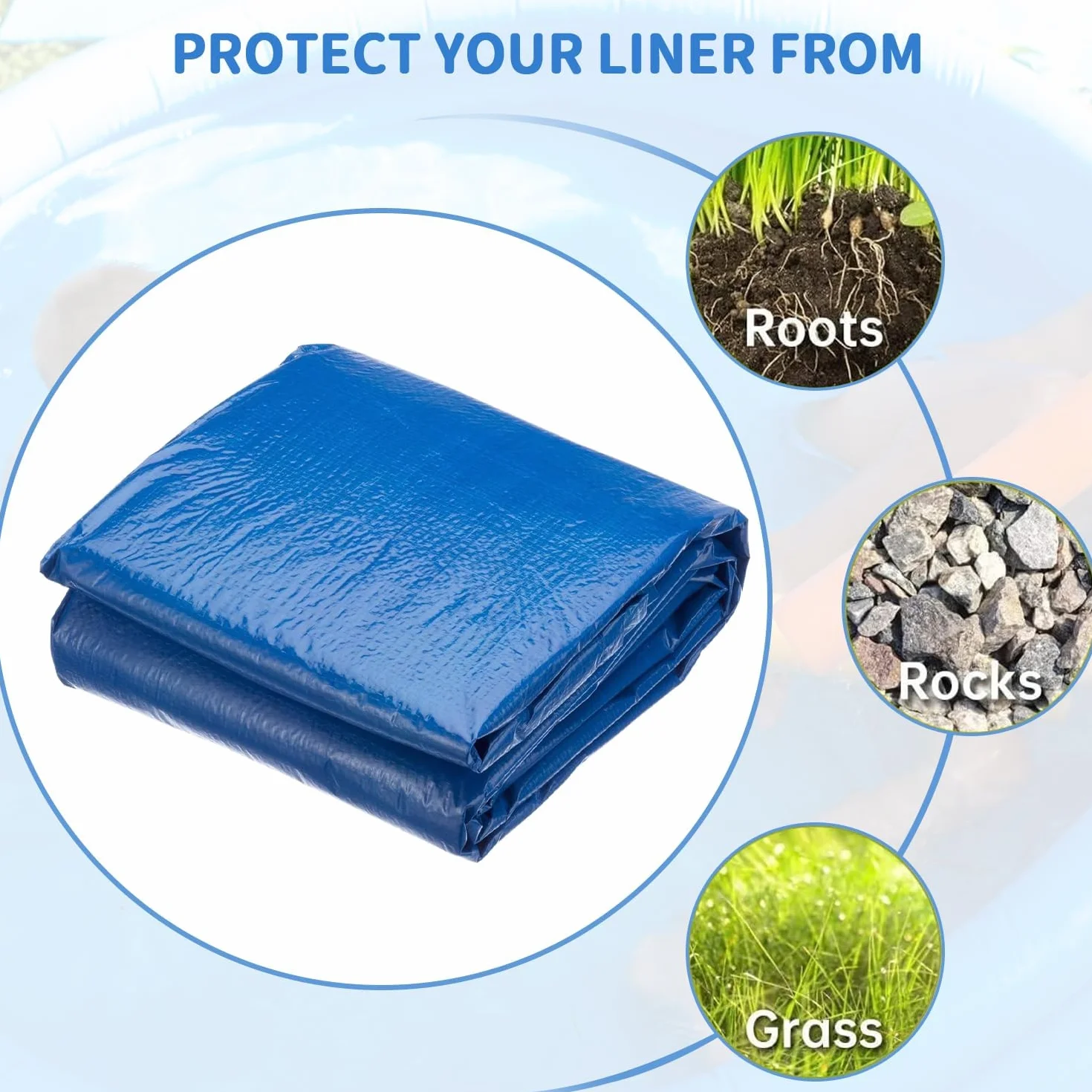 Base para piscina redonda ø366cm impermeable antideslizante protección suelo exterior