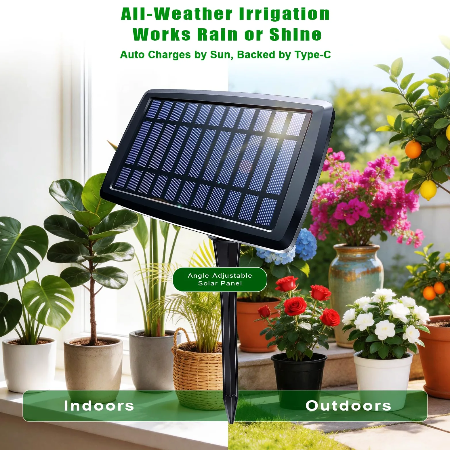 Sistema de riego por goteo automático solar, 12 ajustes de temporizador, sistema de riego de jardín, dispositivos de riego automático para plantas, camas elevadas, invernadero, viajes, impermeable