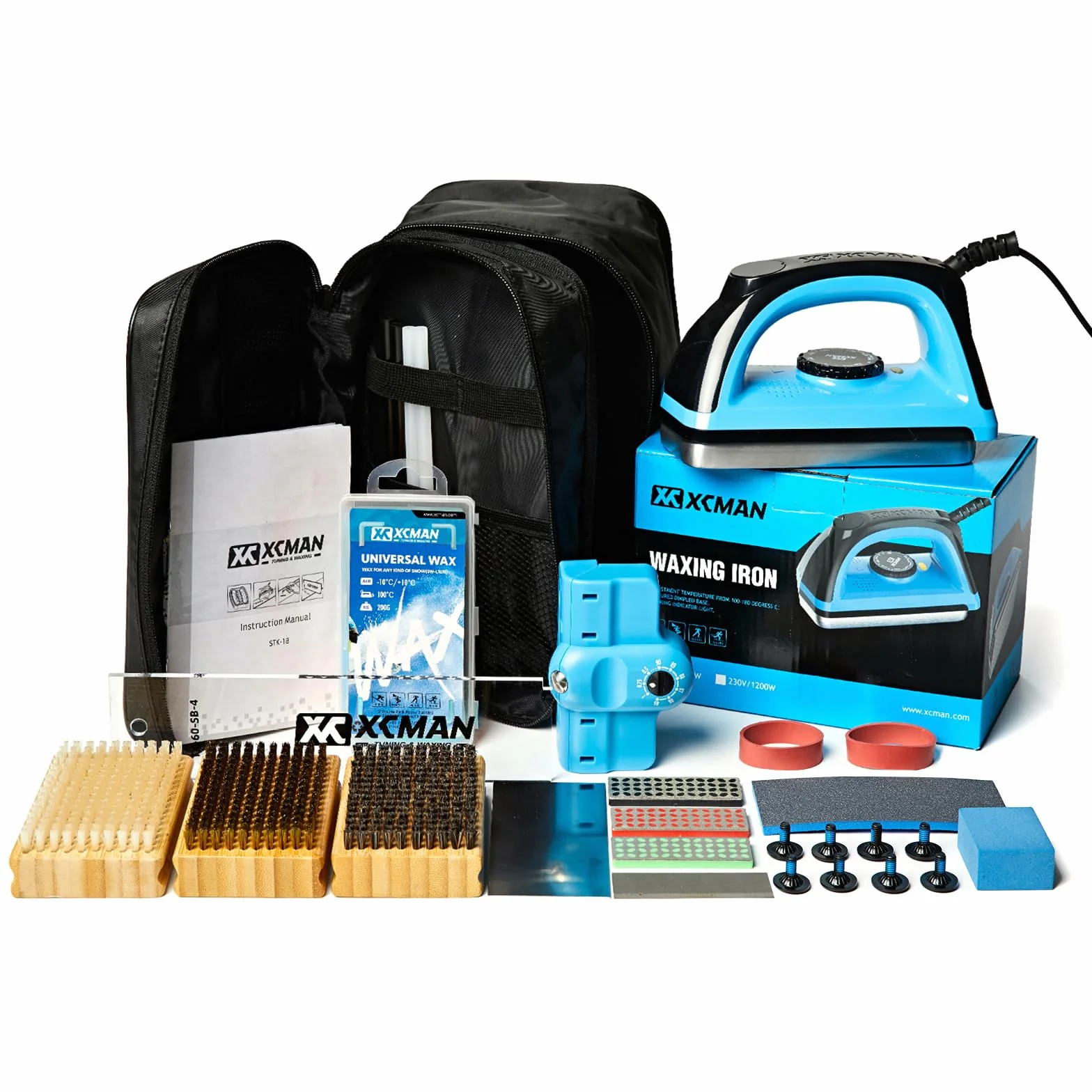XCMAN Kit Completo Afilado Encerado Esquí Snowboard Plancha Cera Afilador Borde Lateral Reparación Base Ptex Piedra Goma Diamante