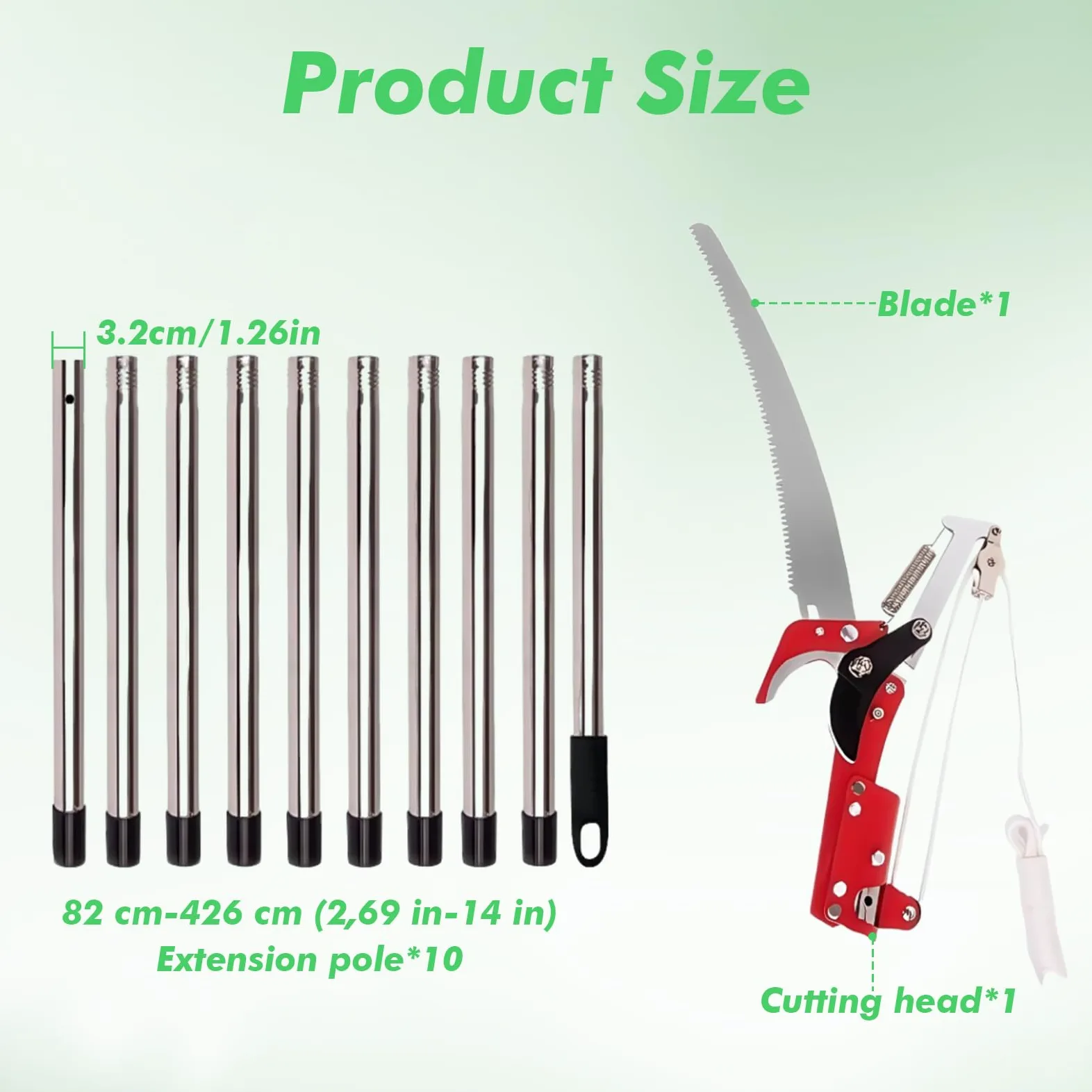 Sierra de podar telescópica 82-410 cm cortador de ramas manual para jardines