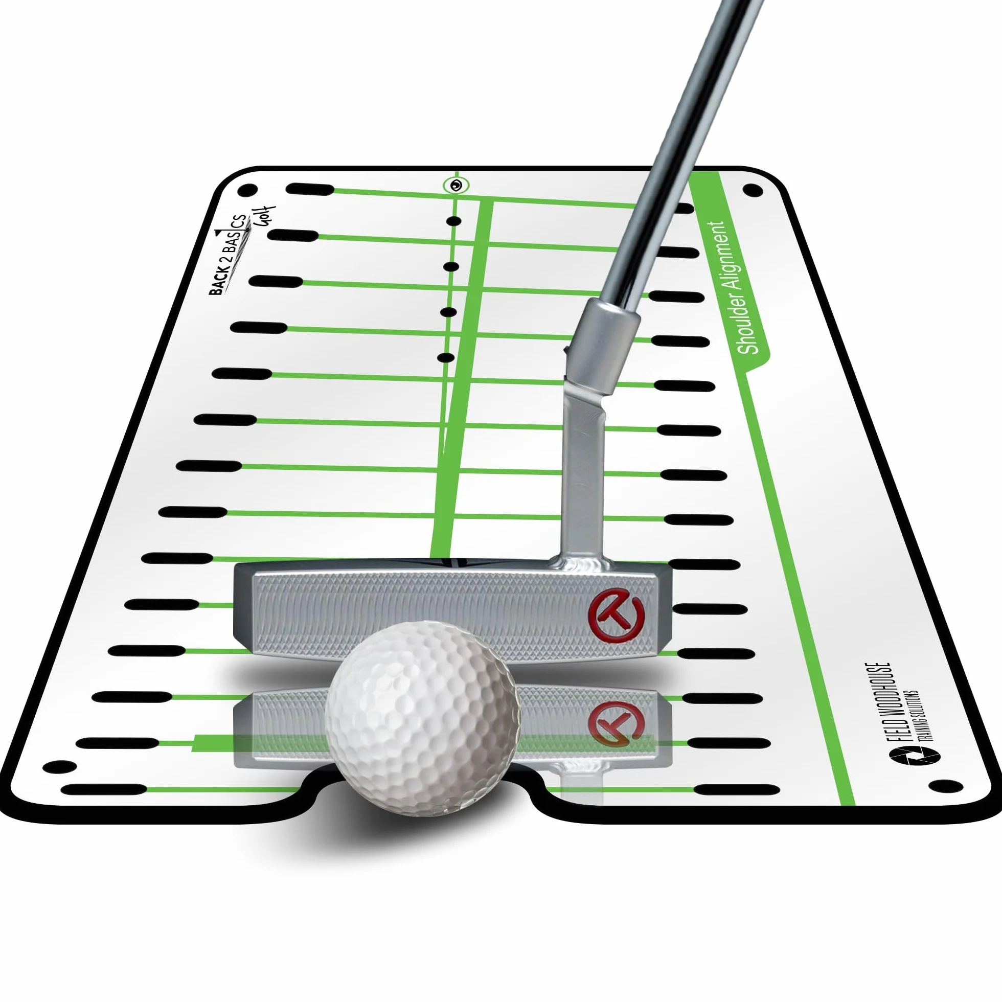 BACK 2 BASICS Golf Espejo de práctica de putter, herramienta de alineación de doble cara, portátil