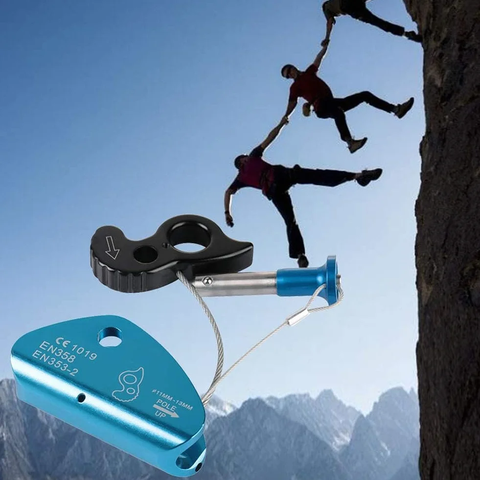 Alomejor Autofrenante Escalada Descendente Mosquetón Cuerda Pinza Agarradera