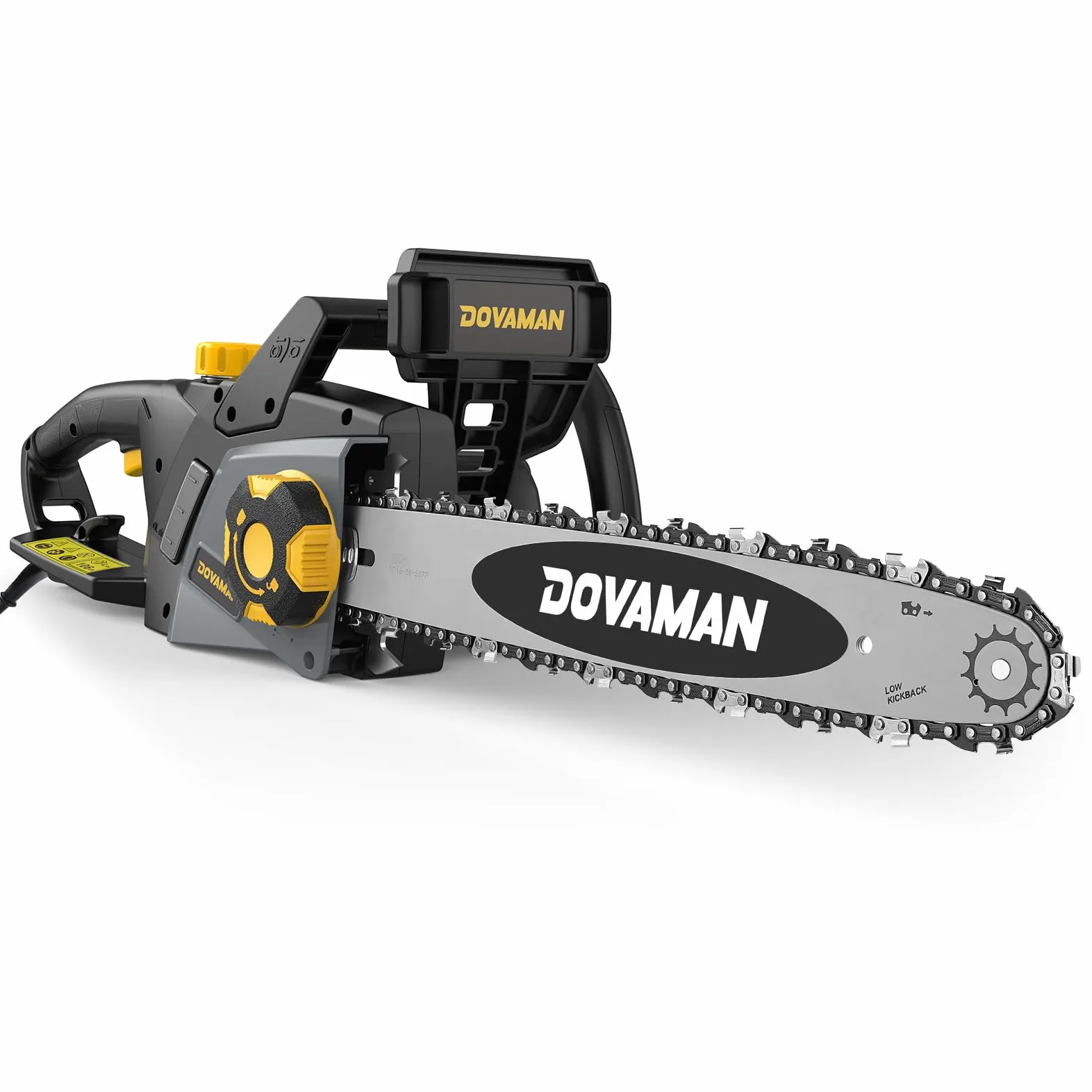 DOVAMAN Motosierra Eléctrica de 2400W, Tensión sin Herramientas en un Paso, 40cm Barra y Cadena Oregon, 15m/s Velocidad de Cadena, Lubricación Automática, Freno Mecánico y 2 Cadenas - DCS01A