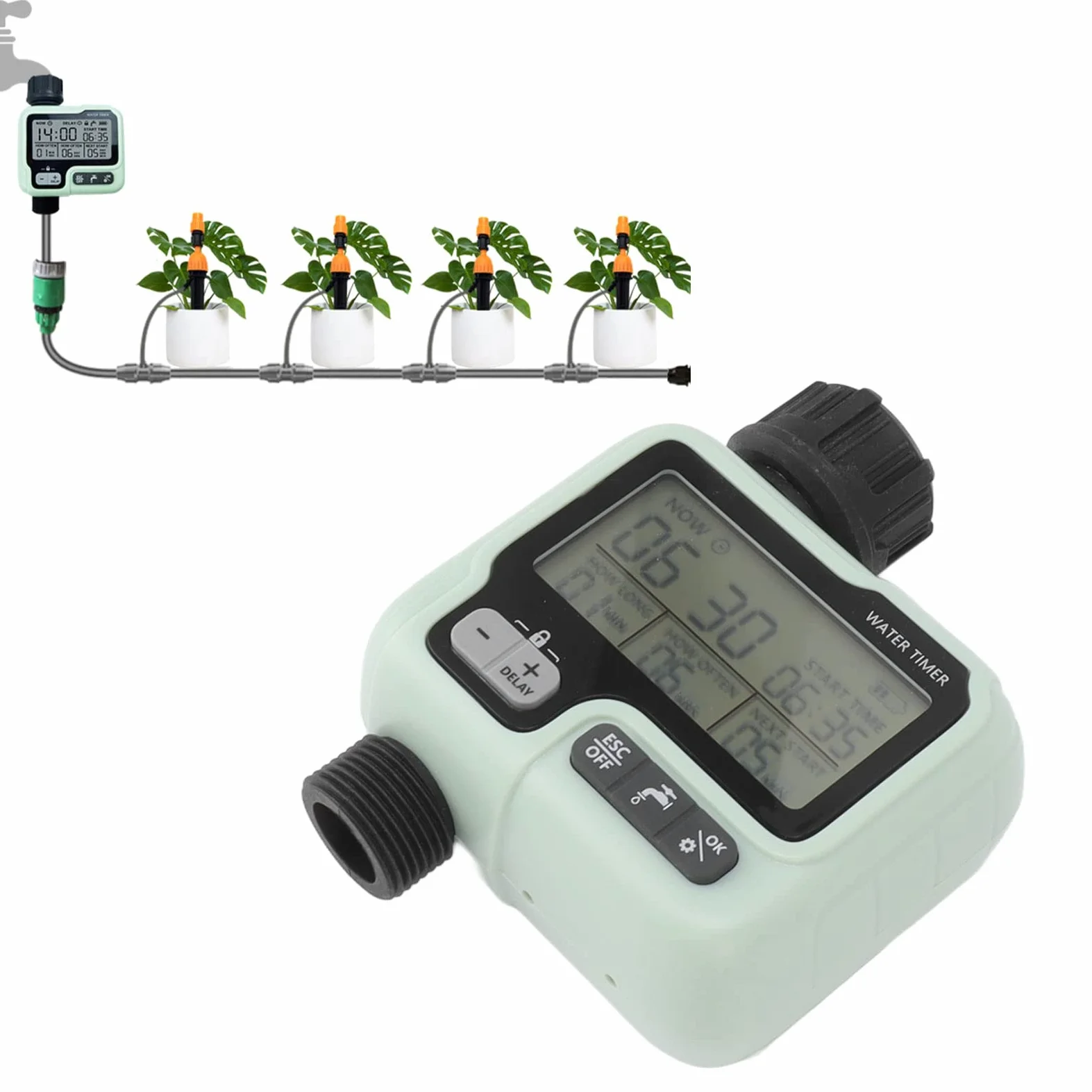 Temporizador de Riego Programable, Temporizador de Aspersor Riego Automático 3V Protección de Baja Corriente para Tierras de Cultivo Al Aire Libre