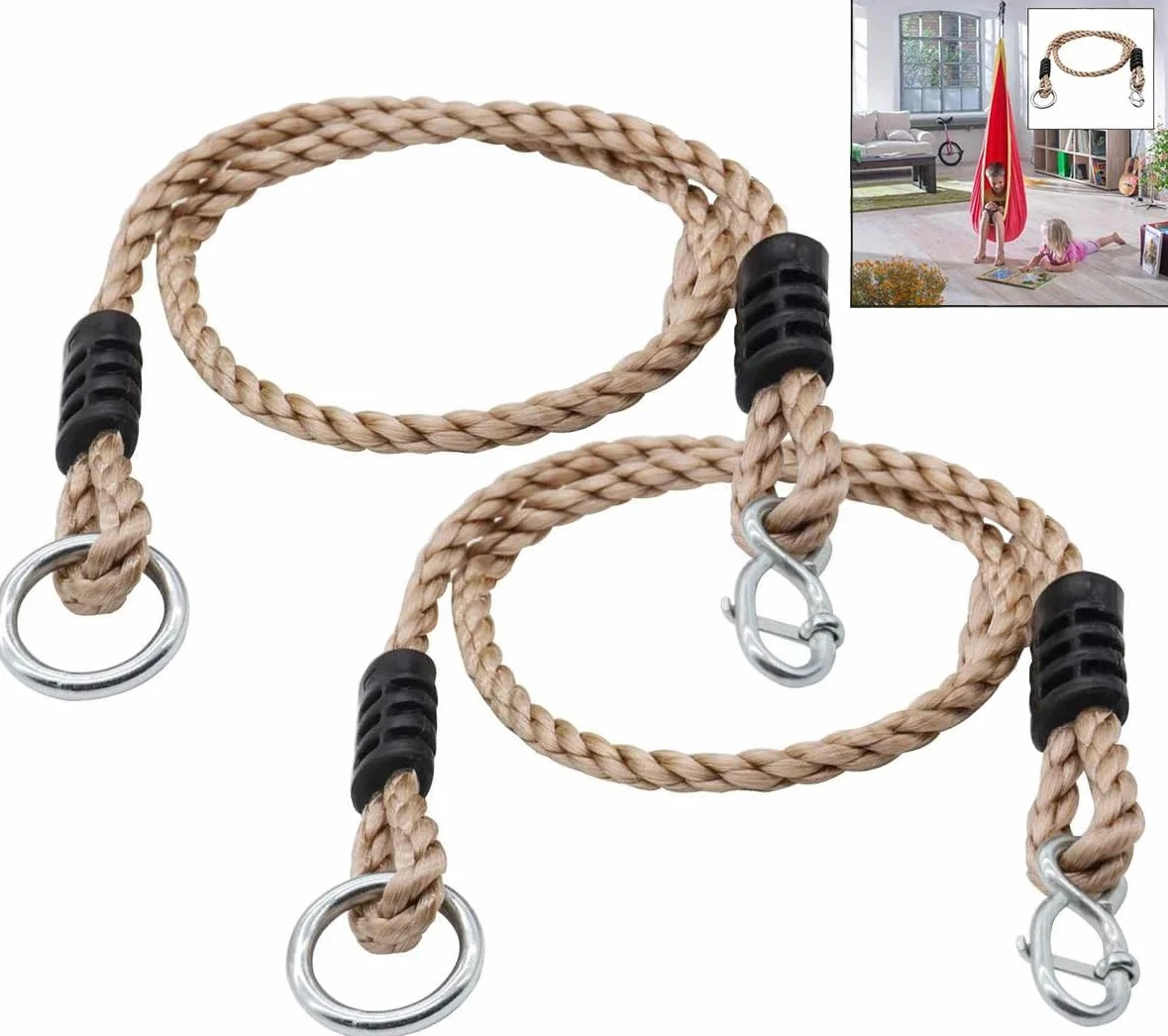 2Pcs Cuerdas para Columpio Hamaca Cuerdas Flexibles Ajustables para Columpio de árbol Columpio, Silla, Columpio Colgante, Fácil de Instalar