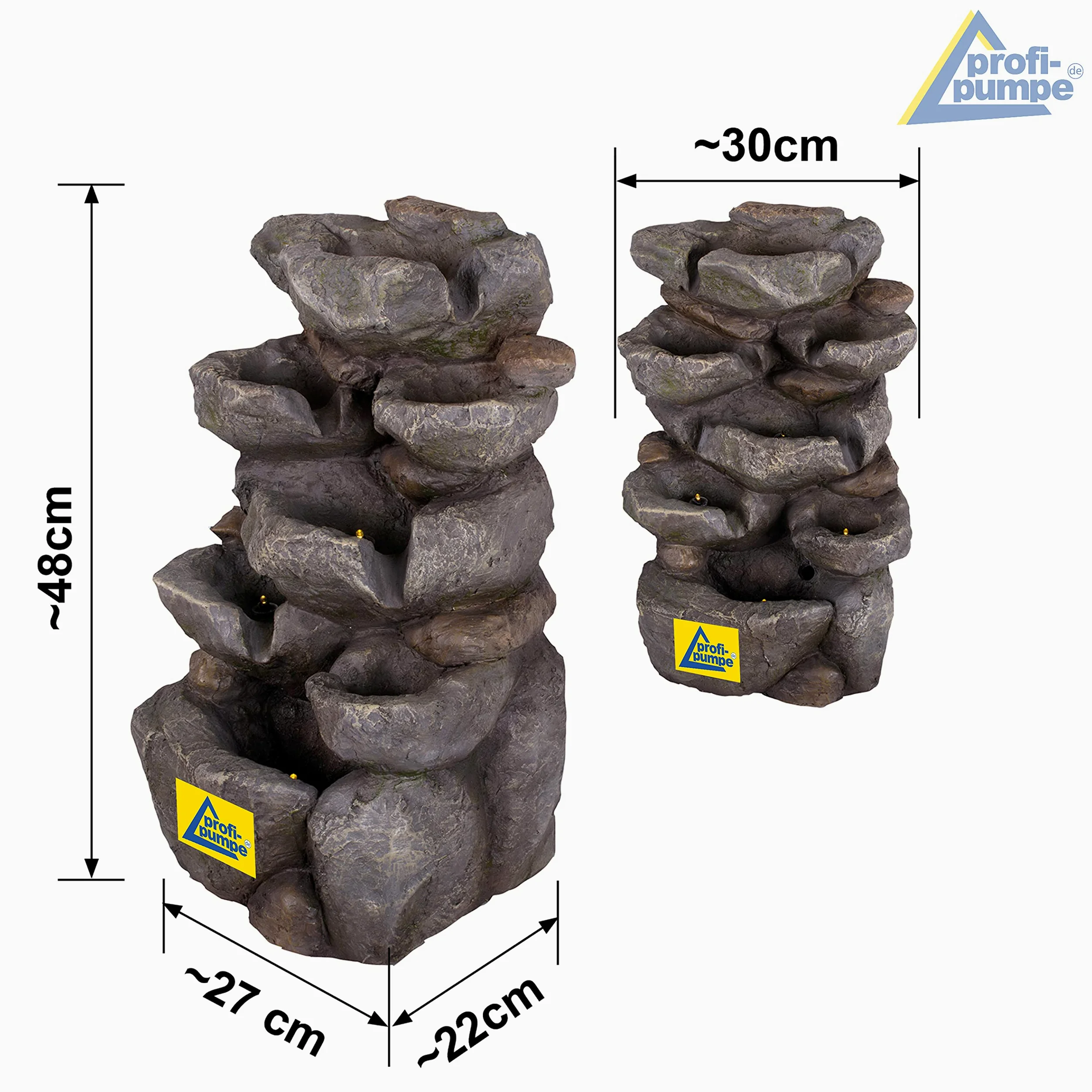 Fuente DE JARDÍN - Fuente DE Agua Cuencos MAGICOS con luz LED 230V Cascada, Fuente Ornamental para jardín, Estanque de jardín, terraza, balcón