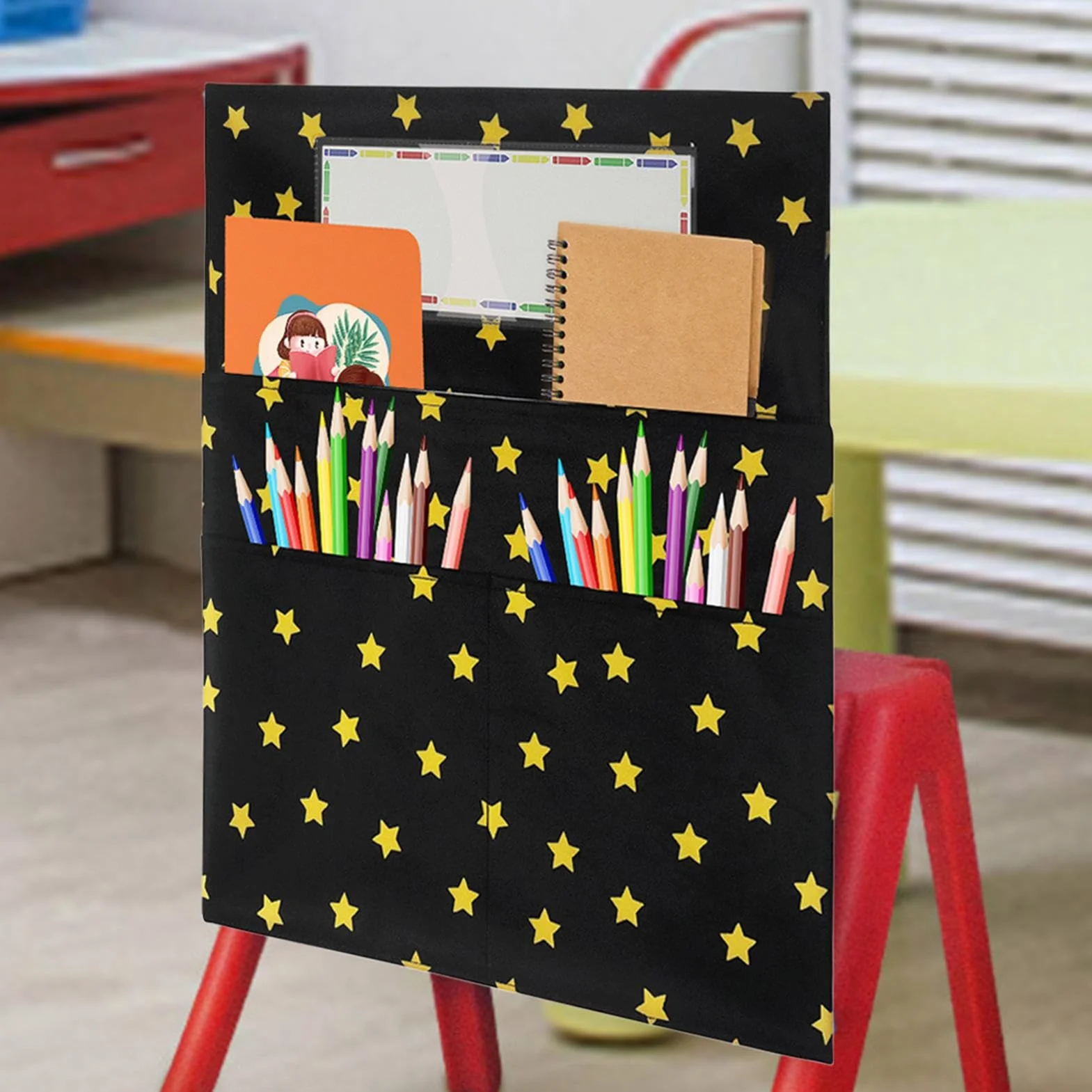 Organizador De Bolsillos Para Sillas De Clase Escolar Suministros Lectura Maestros Biblioteca