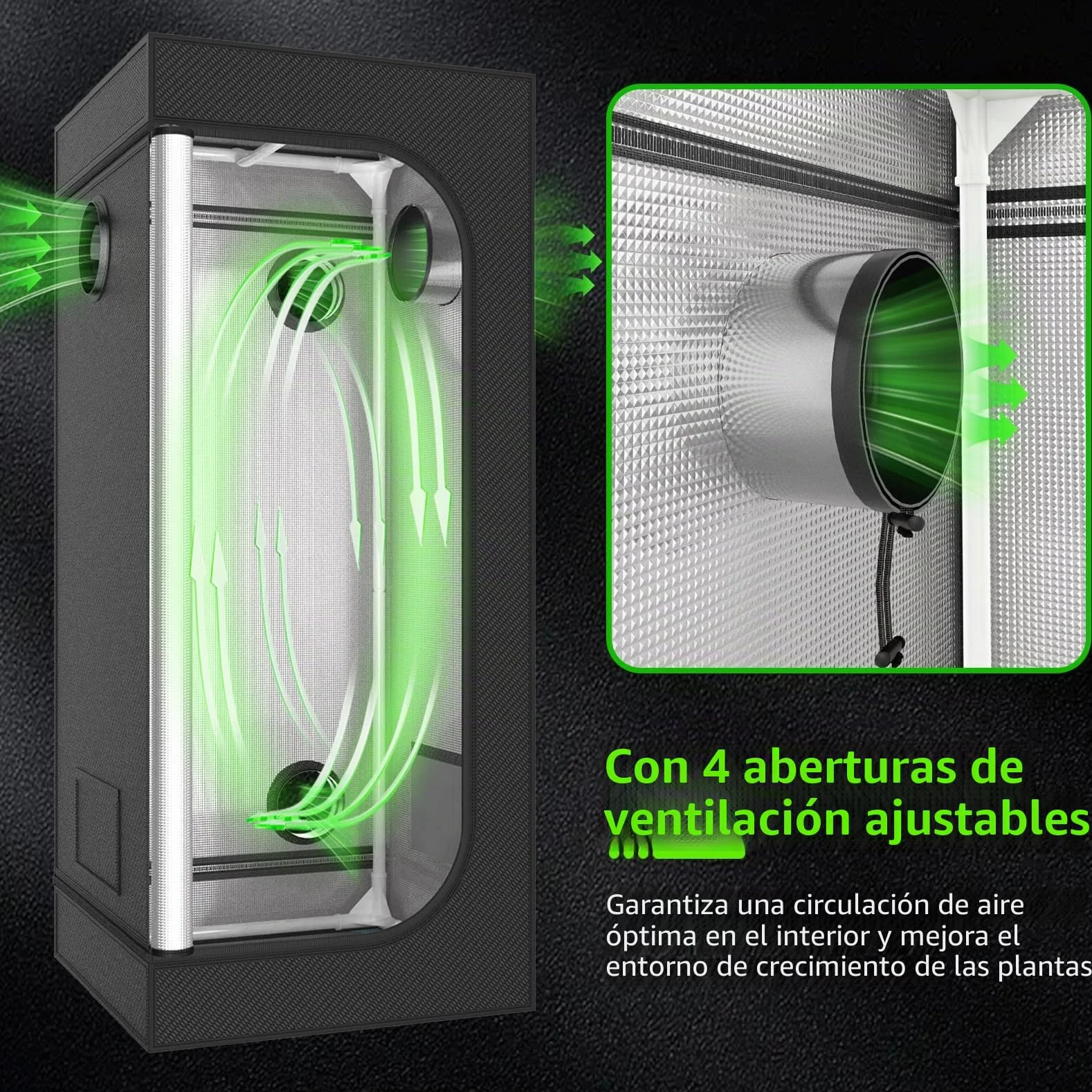 Armario de Cultivo Juego Completo Armario de Cultivo Kit 120x120x200cm con 200W LED Lámpara de Cultivo de Espectro Completo Regulable, Armario de Cultivo Kit Completo Hidroponía