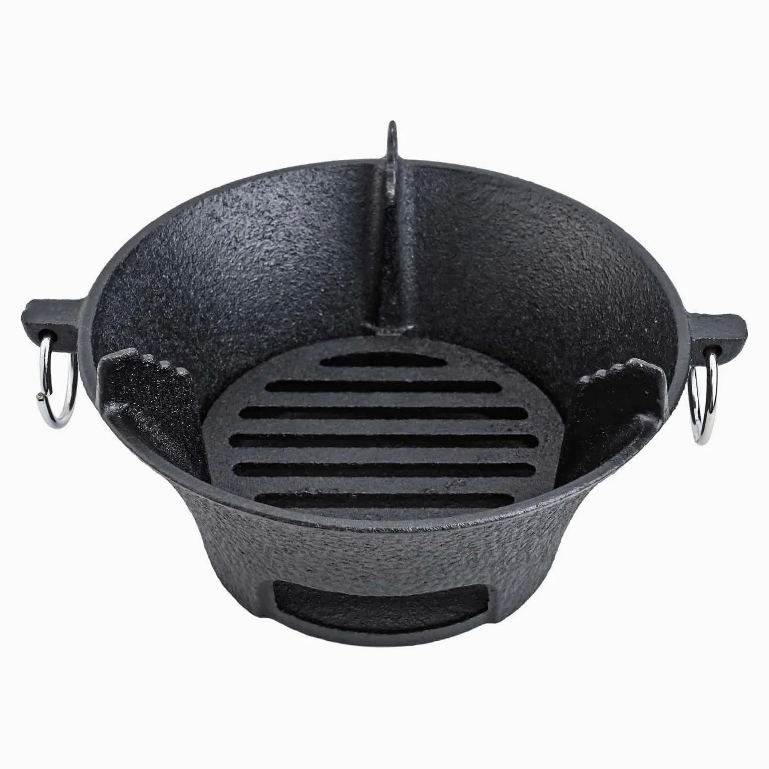 Estufa de carbón de hierro fundido, parrilla coreana portátil para barbacoa y horno japonés con base gruesa para calentamiento uniforme, cocina compacta para acampar al aire libre, negro (19,5 cm)
