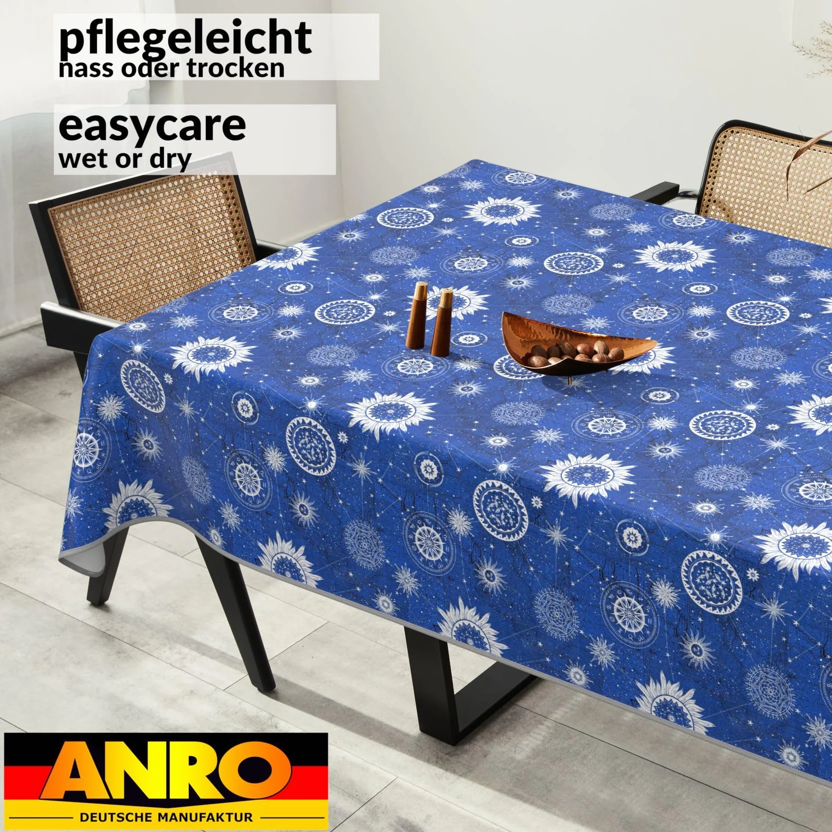 Mantel de hule lavable, para jardín, exterior e interior, 220 x 140 cm, con dobladillo astrología