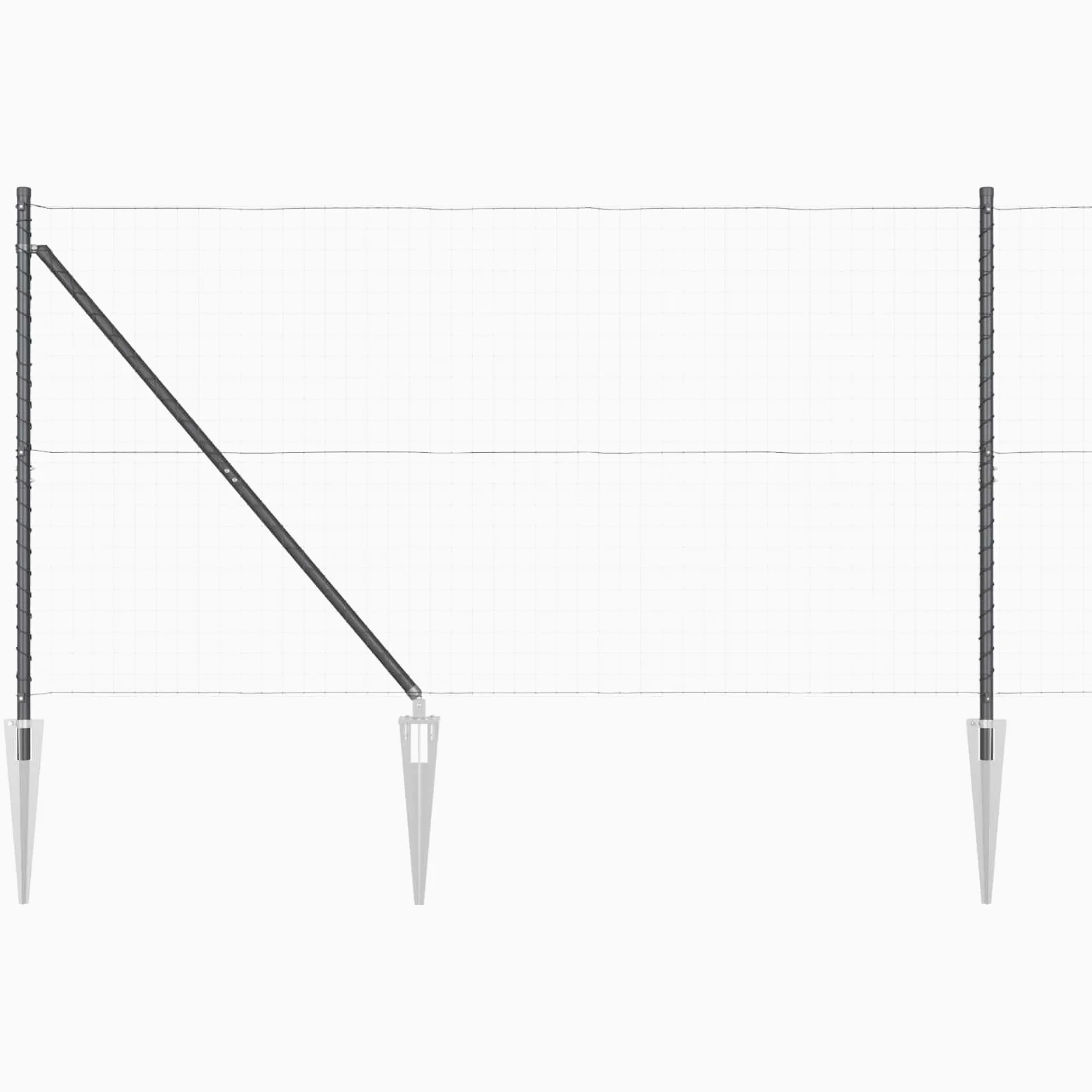 Juego de postes para valla con manguito de impacto (52 unidades, 160 cm, acero), color gris | Estable juego de postes de acero con recubrimiento en polvo para un fácil montaje en vallas en el jardín y en la terraza.