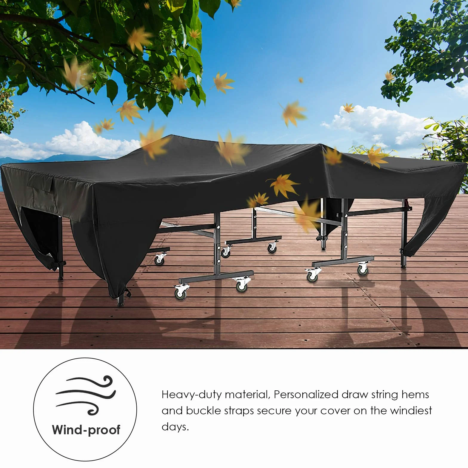 SOONHUA Cubierta de Mesa de Tenis de Mesa Impermeable Oxford 280x153x73cm Negro