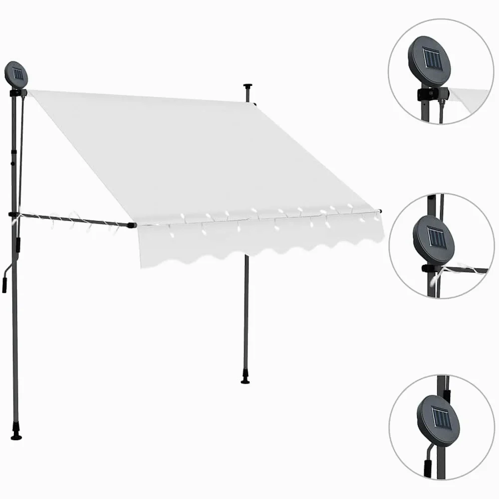 Genérico Toldo Manual retráctil con LED Crema 100 cm,Casa y jardín,Jardín,Artículos de Exterior,Toldos-145869