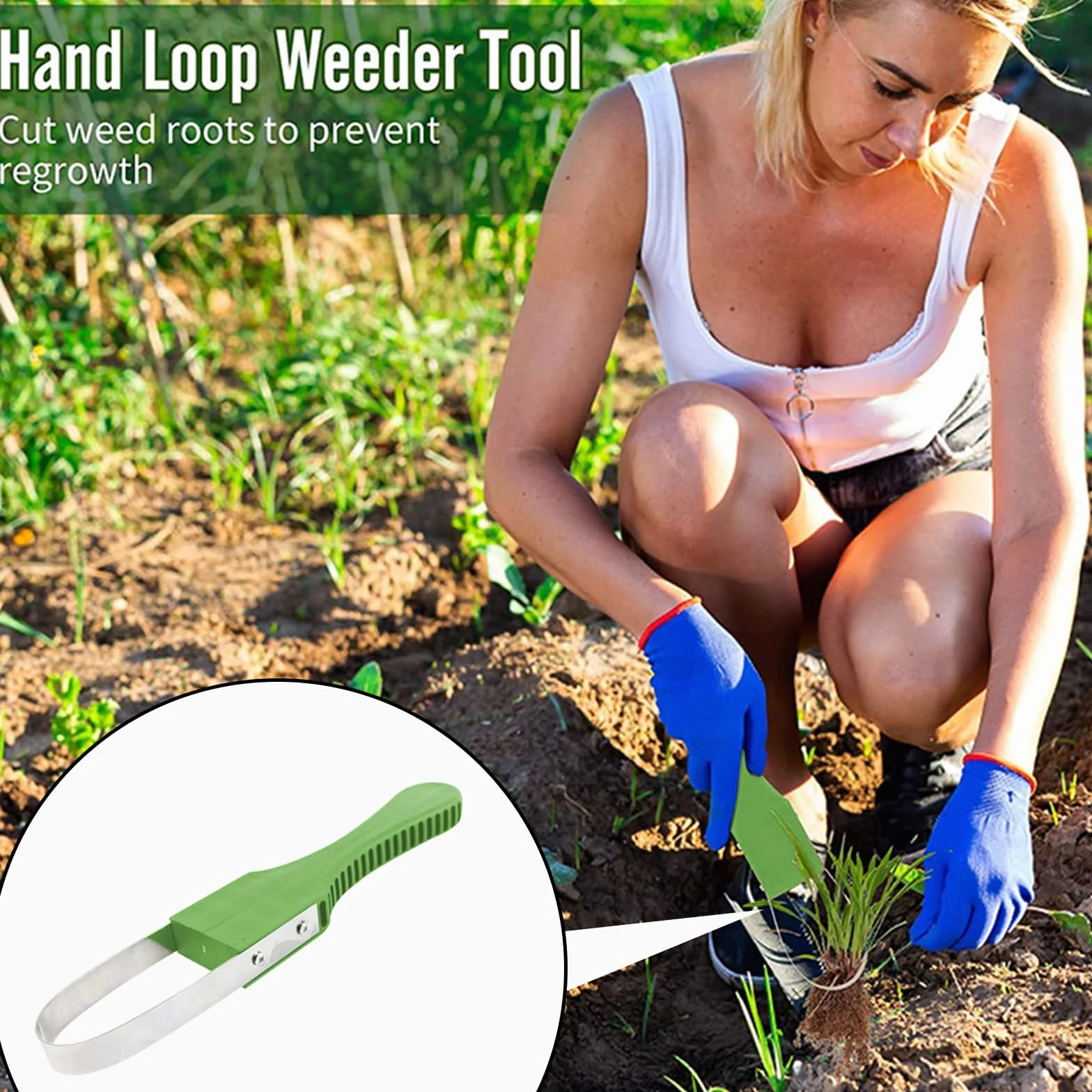 Weeder de Mano de Jardín, Extractor Malas Hierbas, Herramientas Jardineria, Desherbador Manual de Acero Inoxidable, Quitar Malas Hierbas con Mango para Desherbar y Aflojar la Tierra, Verde