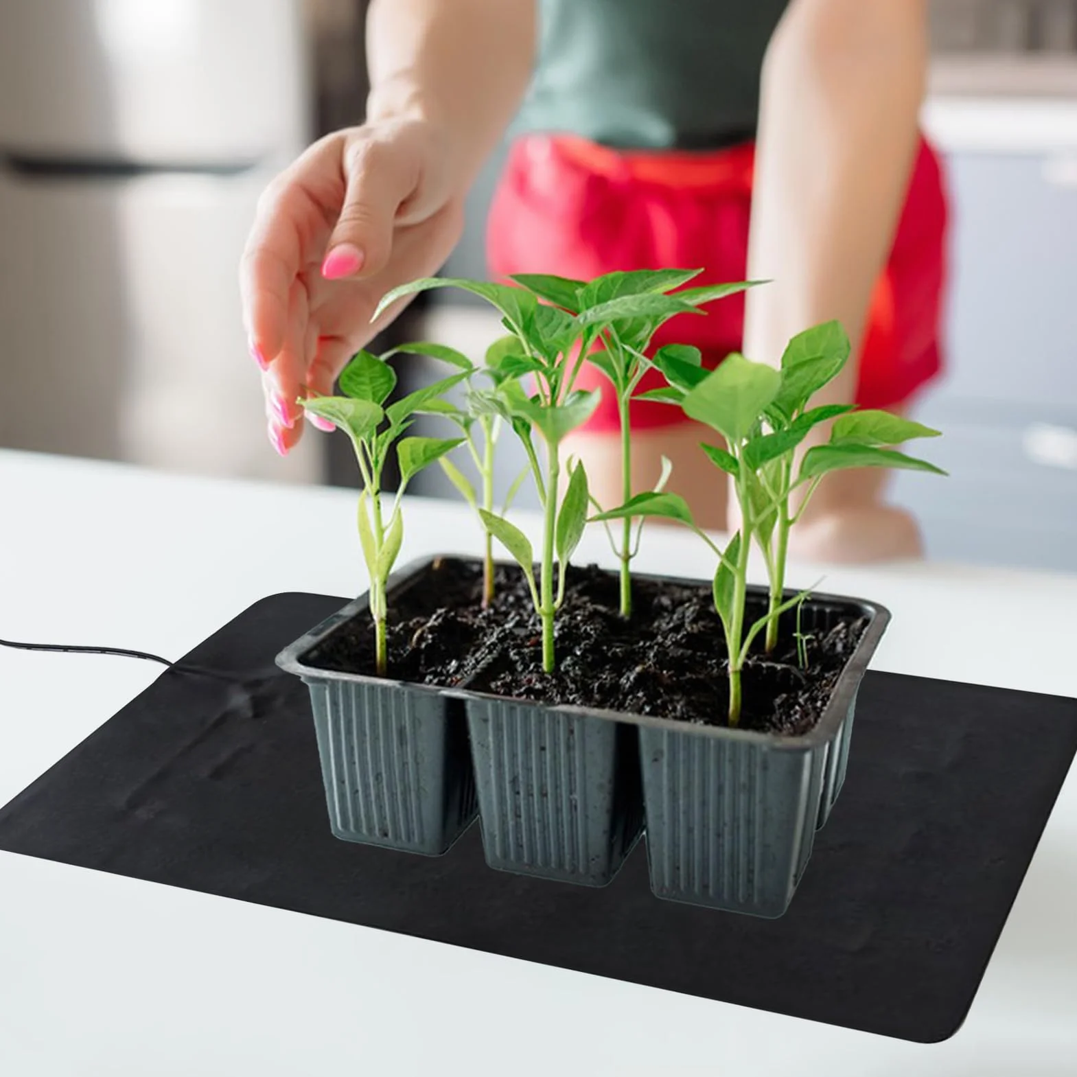 Alfombrilla térmica de germinación de semillas, almohadilla térmica USB para plantas, de cuero de PVC, impermeable, 3 ajustes de temperatura ajustables, para plantas de interior y reptiles
