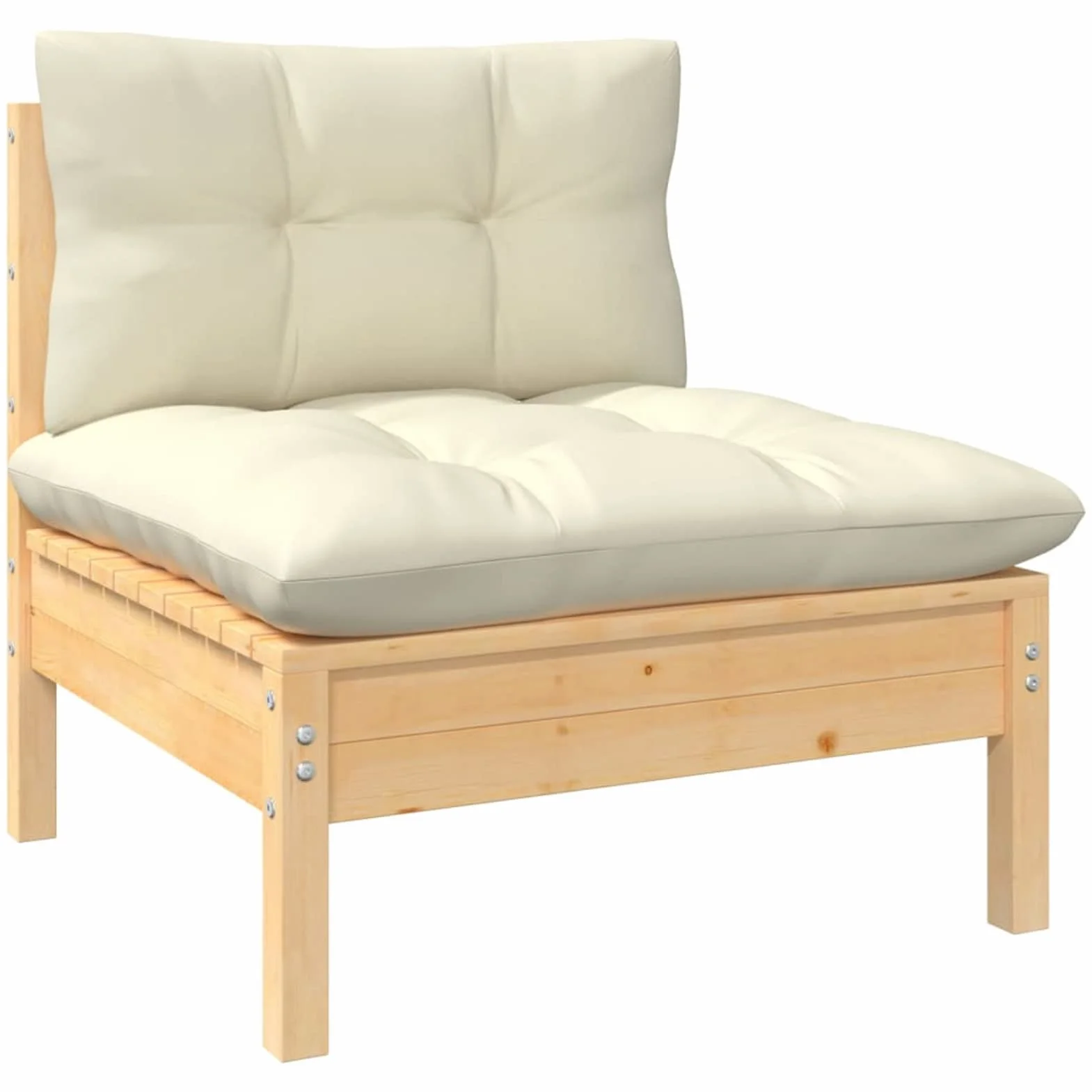 Muebles de jardín 3 Piezas Cojines, Set Exterior Jardin, Conjunto De Jardin, Conjunto Muebles Jardin Exterior, Sofa Jardin Terraza, Madera Maciza de Pino Crema
