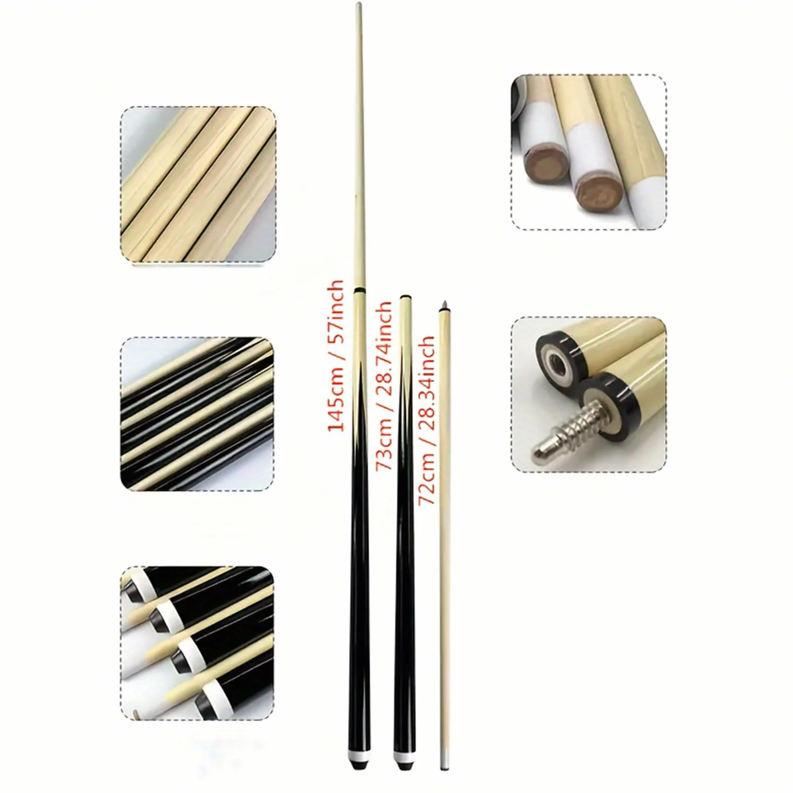 Cola de billar profesional de madera de arce 145 cm - Accesorios de billar