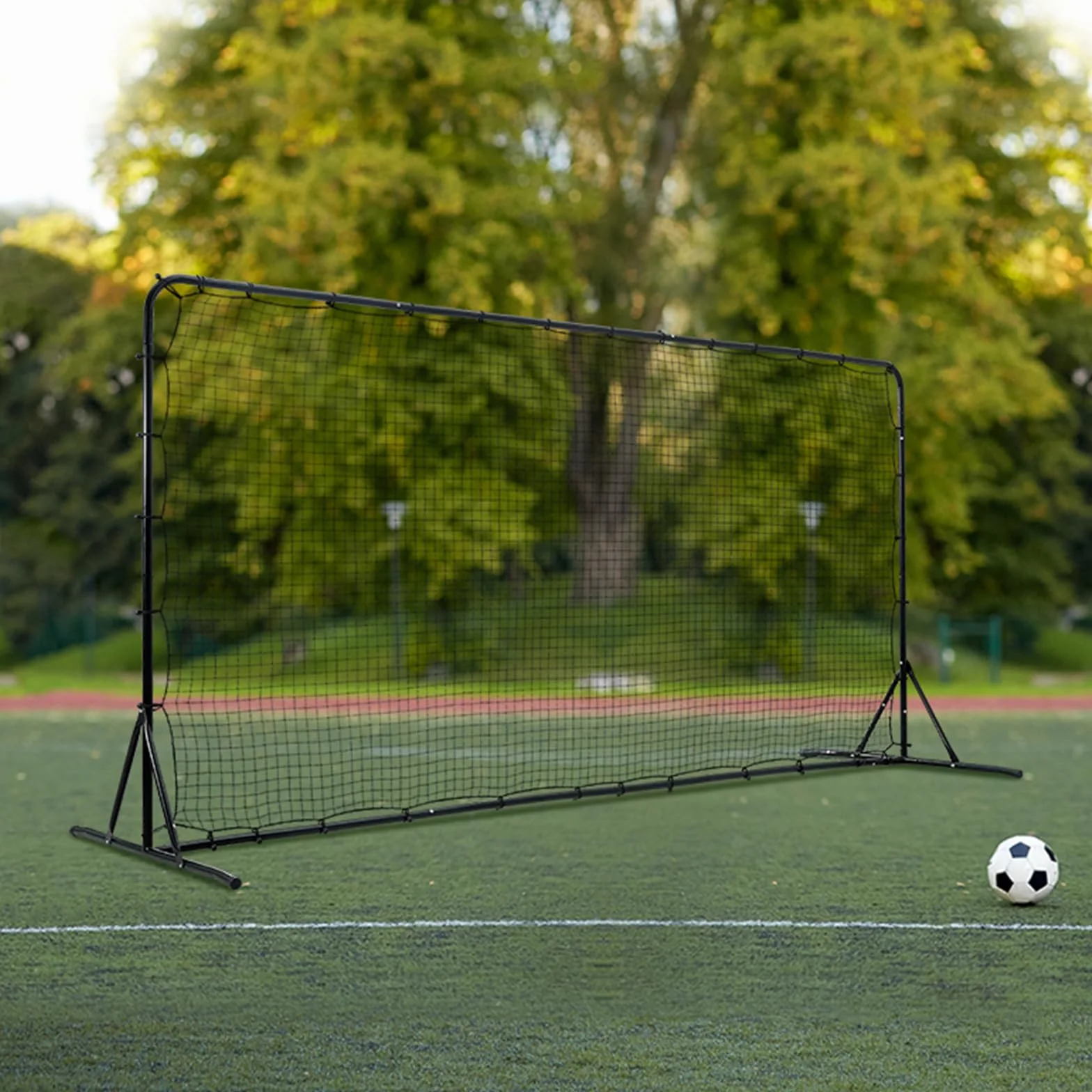 VEVOR Portería de Fútbol 366x121x183 cm Red Reboteadora de Fútbol Tubo de Hierro PE con Bolsa Portátil