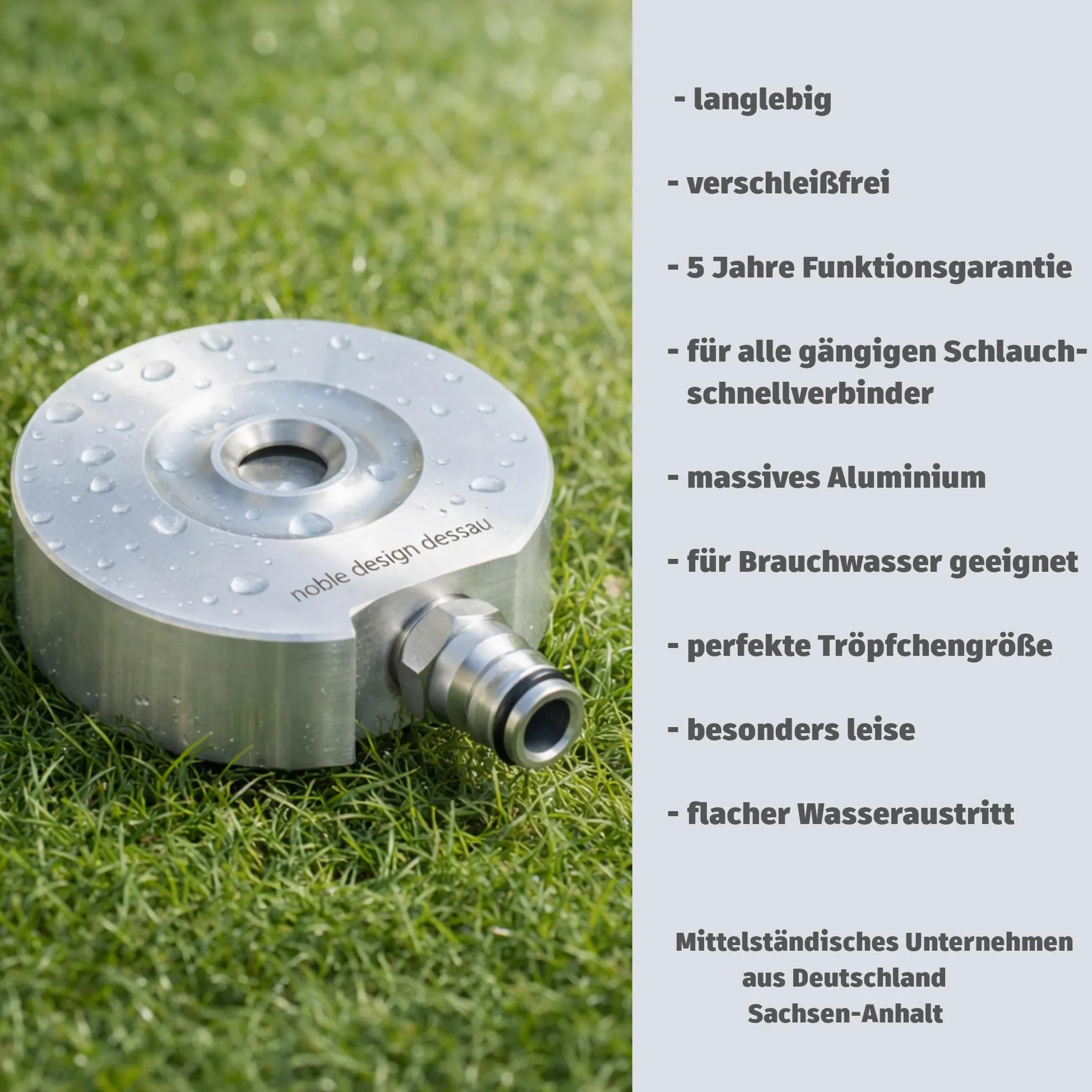 Aspersor de césped, tipo aspersor de suelo, fabricado en Alemania, de aluminio macizo