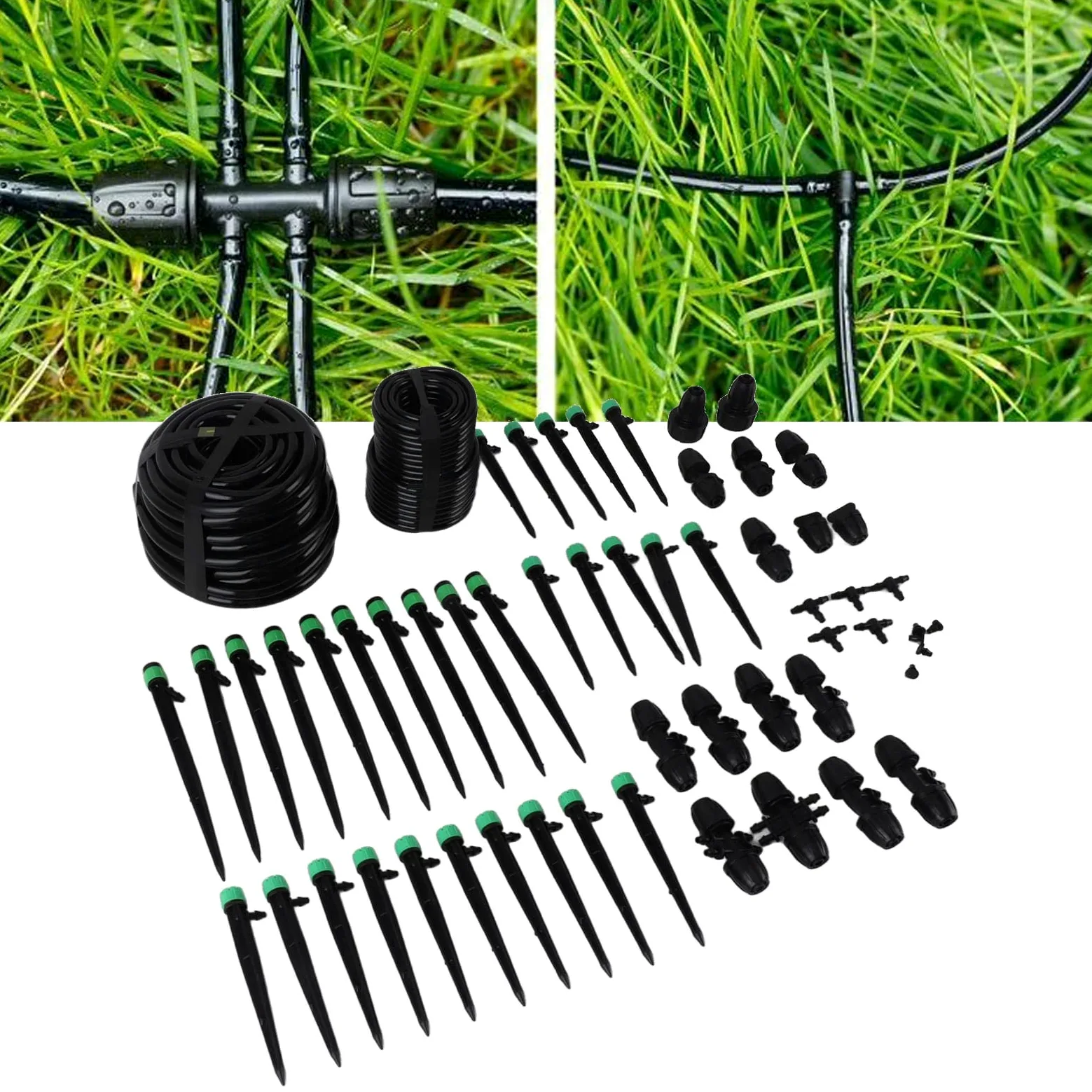 Haofy Sistema de Riego de Jardín Sistema de Riego de Jardín Kits Automáticos de Riego por Goteo para Camas de Jardín Elevadas Sistema de Riego por Goteo de Césped