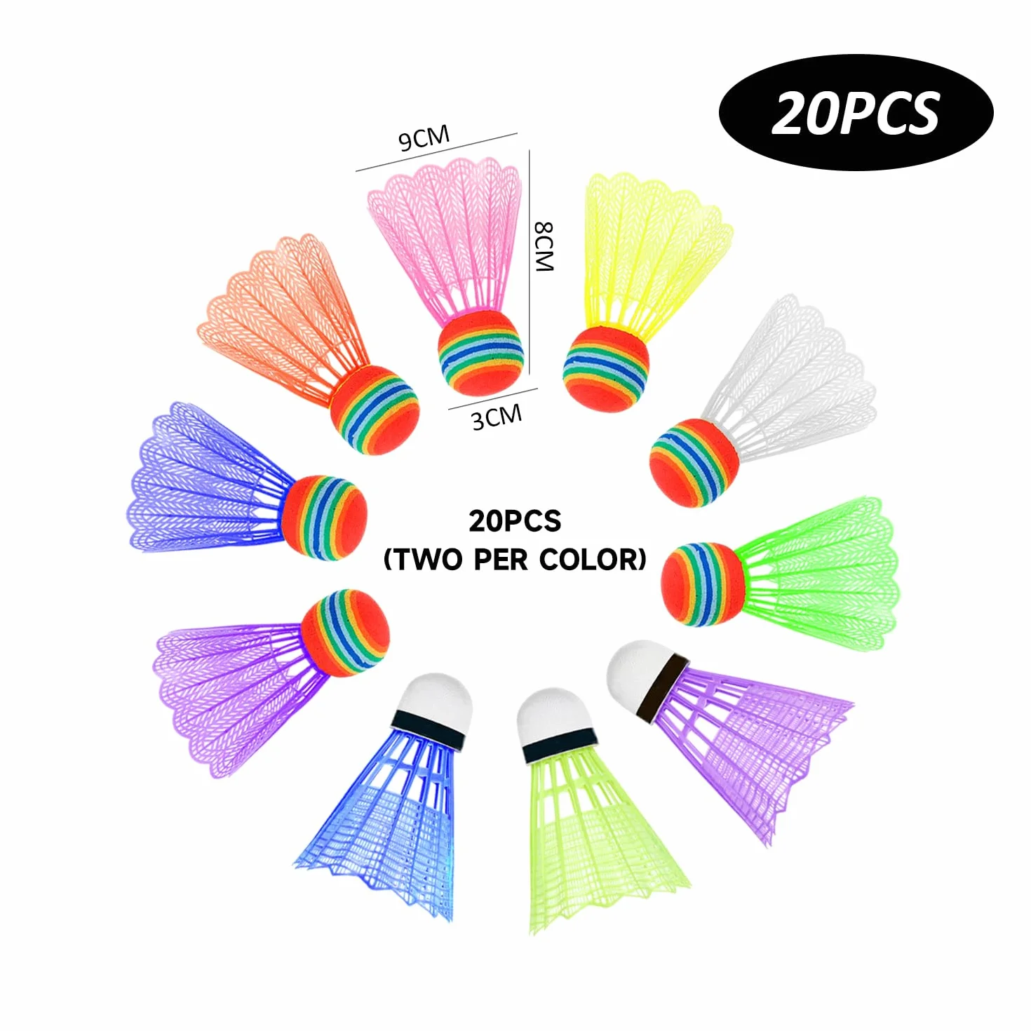 MEMOFYND Bádminton de plástico colorido, duradero para interiores y exteriores, entrenamiento y juegos