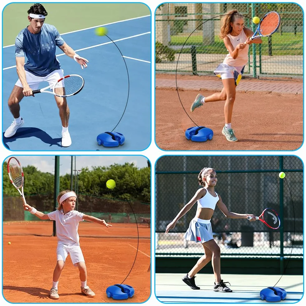 FARYODI Juego de entrenamiento de tenis con base y 2 pelotas para niños y adultos al aire libre