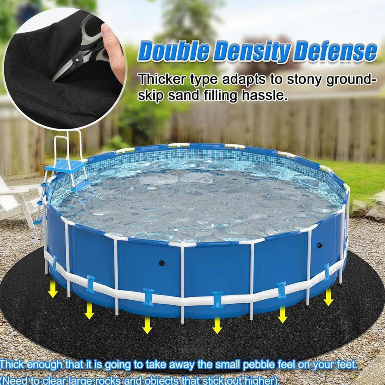 Alfombrilla Para Piscina De 3 M/3,6 M/4 M , Para Debajo De La Piscina, Alfombrilla Extragruesa Para Proteger El Suelo, Resistente A Pinchazos Y Desgarros, Prolonga La Vida Útil Del Revestimiento