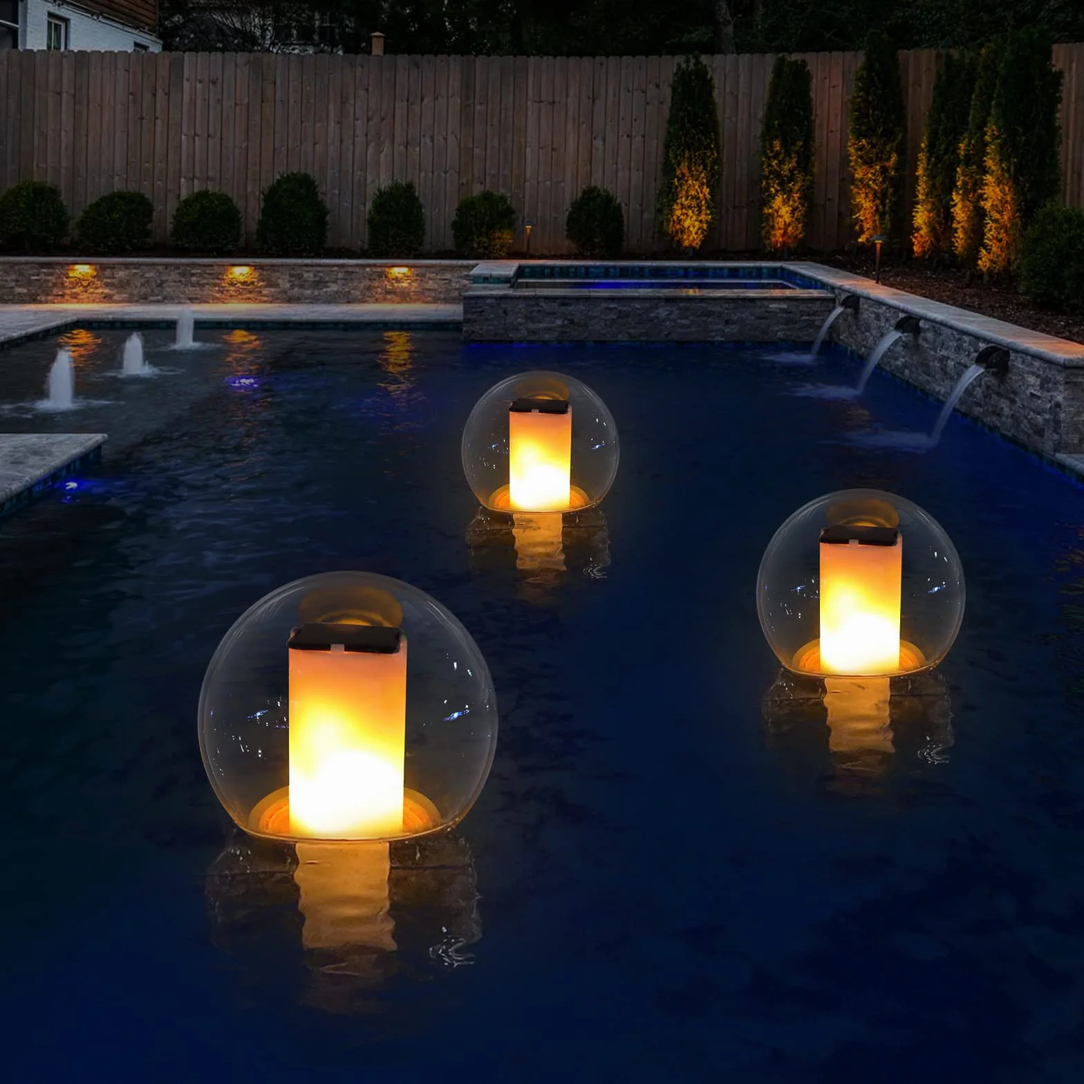 VISOFO Luces solares flotantes para piscina, impermeables, para exteriores, farolillos parpadeantes, decoración de paisaje, bolas luminosas para piscina, spa, dormitorio, decoración nocturna (1 unidad