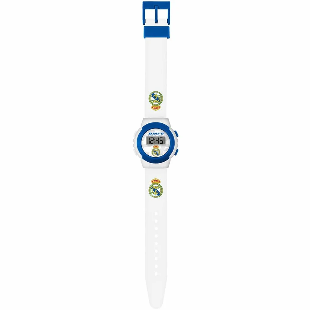 Real Madrid Reloj Digital de Cuarzo para niño Correa de Silicona Blanco