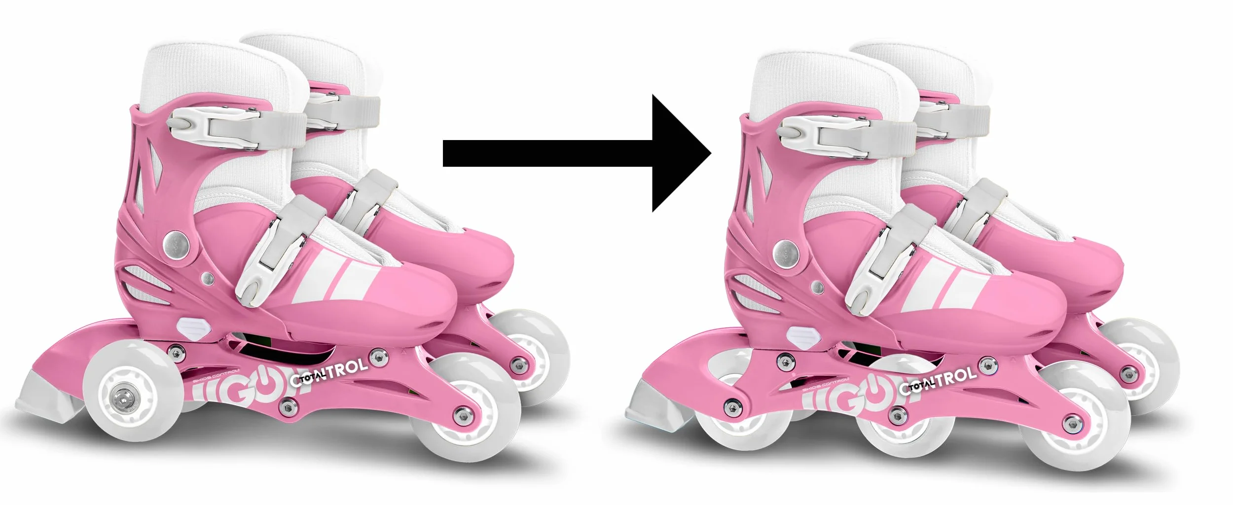 Stamp Adjustable Two in One 3 Wheels Skate SKIDS Size 27-30 Rosa SK187301
