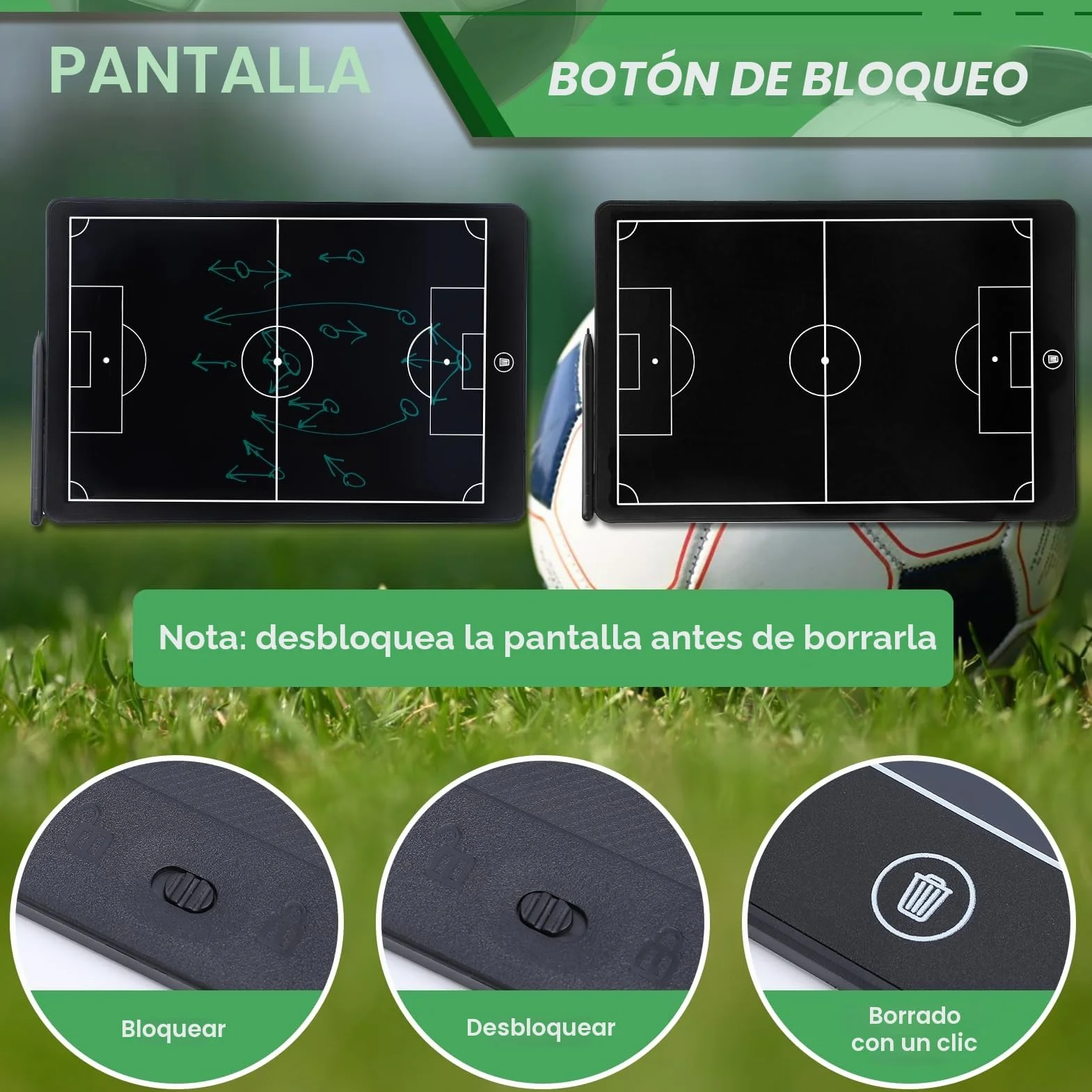Tablero de fútbol táctico LCD 16 pulgadas panel electrónico estrategia entrenamiento digital con bolígrafo