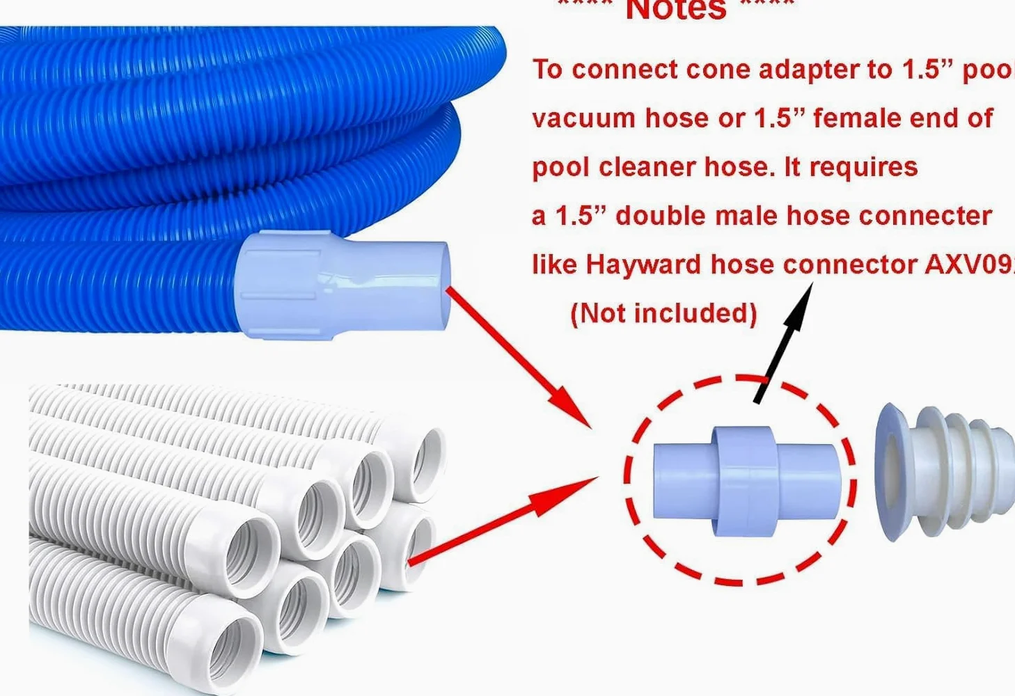 PoolSupplyTown - Adaptador para manguera de piscina de 3,8 cm - recambio para Hayward AXV092