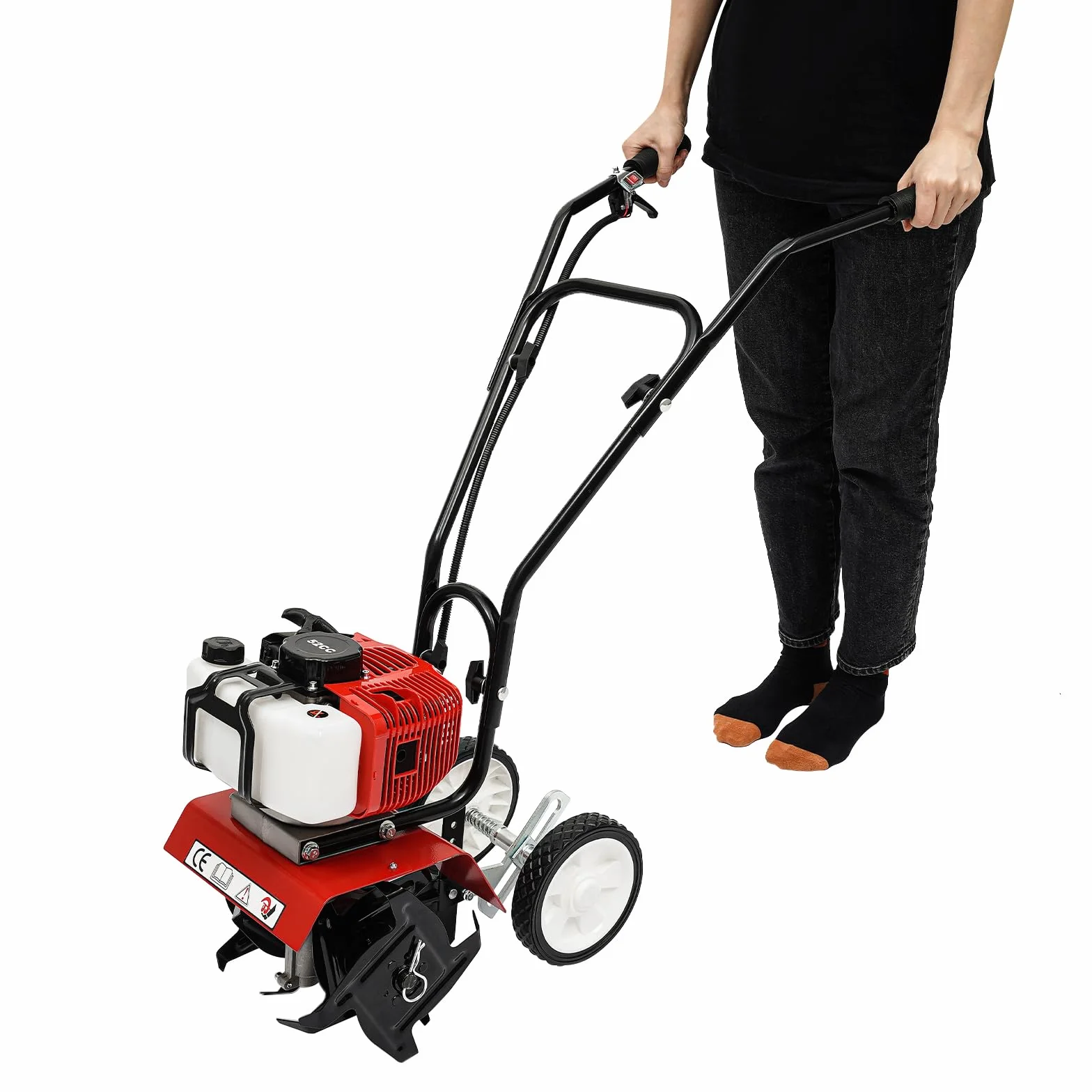 52cc Garden Rotavator 1700w Soil Cultivator Powerful 2 Stroke Air Cooled Garden Petrol Tiller 7000rpm Cultivator Rotovator Portable Lawn Soil Digging Eliminación de malas hierbas