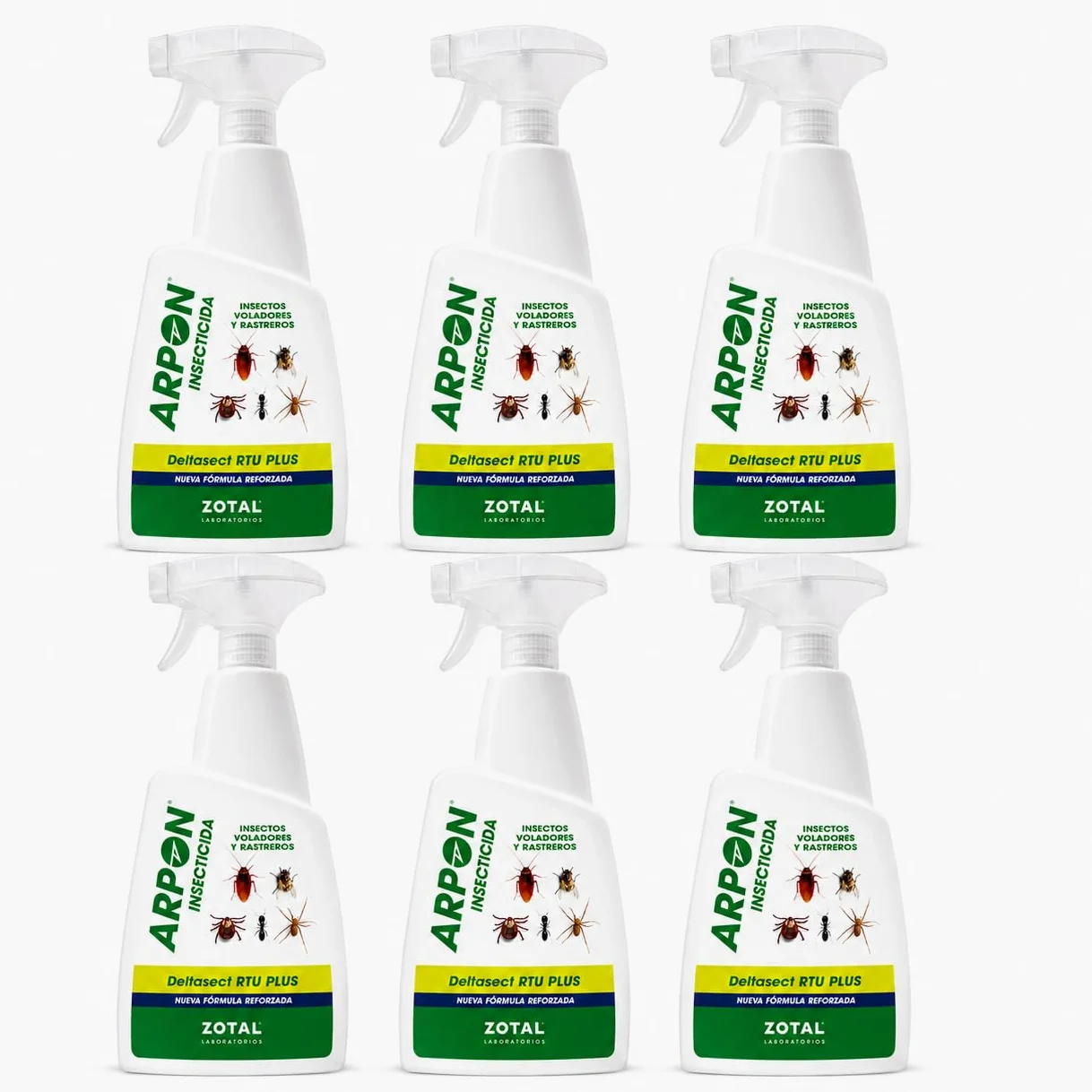 Spray Insecticida Moscas - Garrapatas - Pulgas – Control de Insectos Voladores y Rastreros | Deltasec RTU Plus 750 ml | Nueva Fórmula Reforzada | ARPON ZOTAL (Pack 6 Unidades (4500 ml))