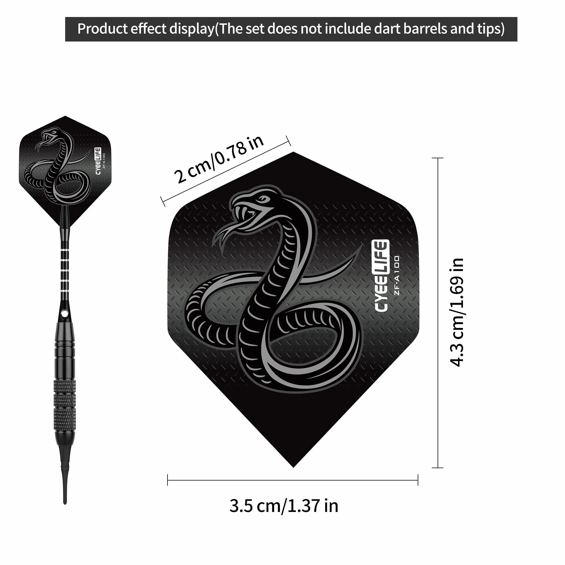 CyeeLife Standard Dart Flights 30 Sets 90 Pcs Durable Pet Replacement Feather Tail Wing for Steel Tip Soft Tip Darts