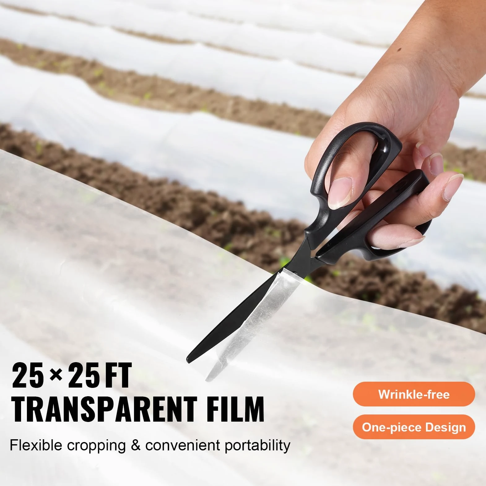 VEVOR Cubierta de Invernadero Cubierta de Plástico Transparente para Invernadero 7,6x7,6 m​ Espesor de Película de Polietileno 6 mils Resistente a los Rayos UV Protección para Jardinería, Agricultura