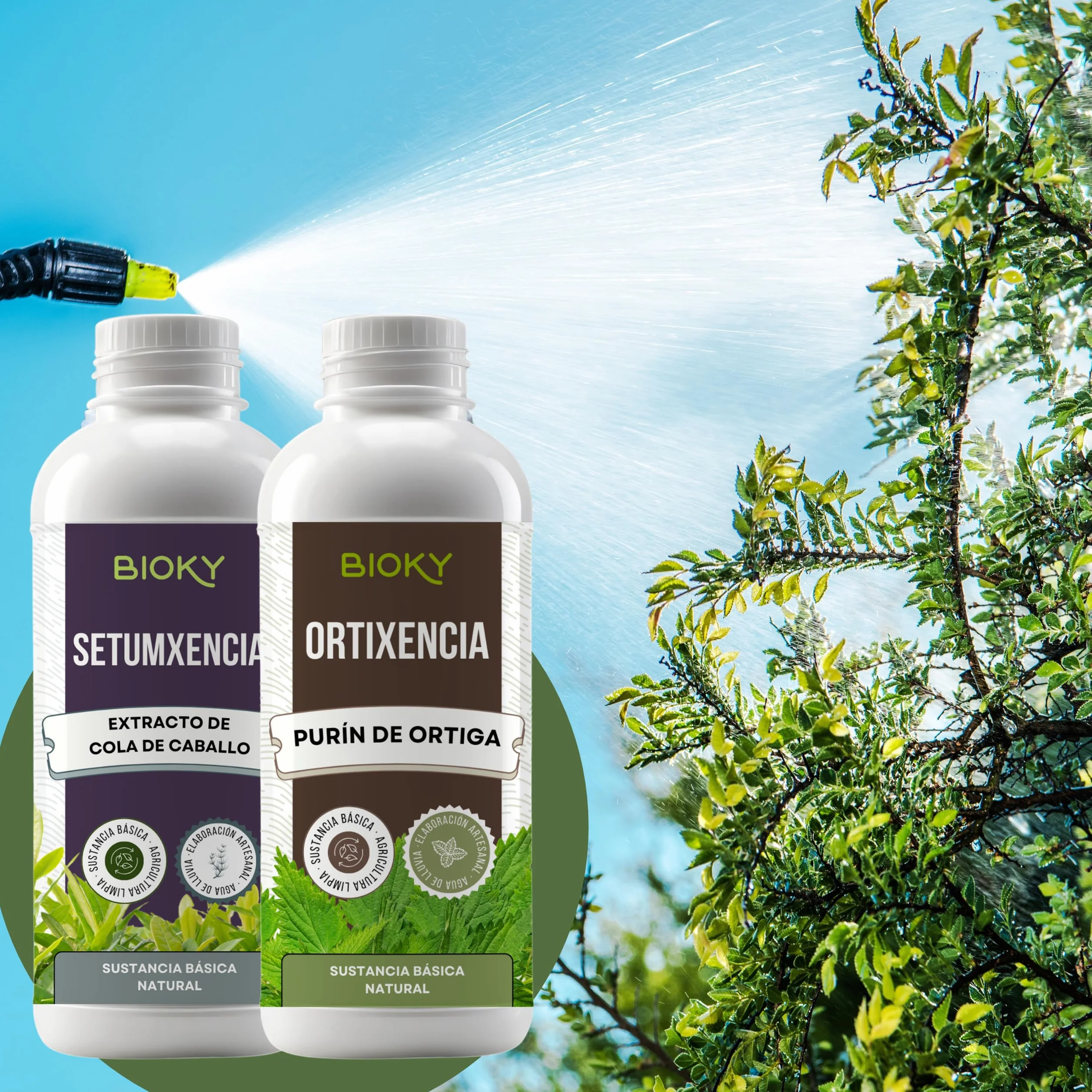 Purín de Ortiga 1L + Extracto de Cola de Caballo para Plantas 1L Aporta Hierro y Nutrientes Esenciales - Mejora Defensas Naturales de Plantas - Producido por Decocción y Fermentación