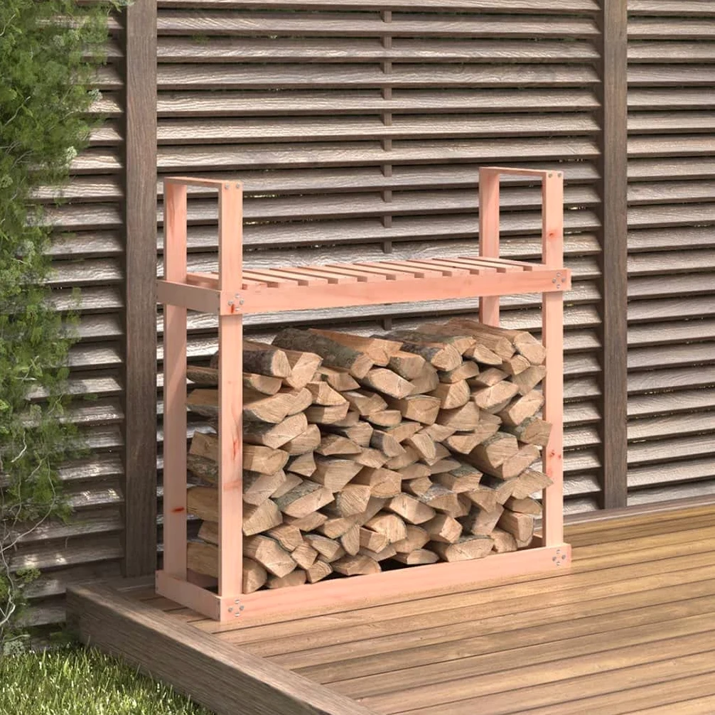 Estantería para leña de madera de Douglas maciza, 110 x 35 x 108,5 cm, soporte de madera para almacenamiento de leña, almacenamiento para chimenea y estufa de leña, ideal para salón y exterior