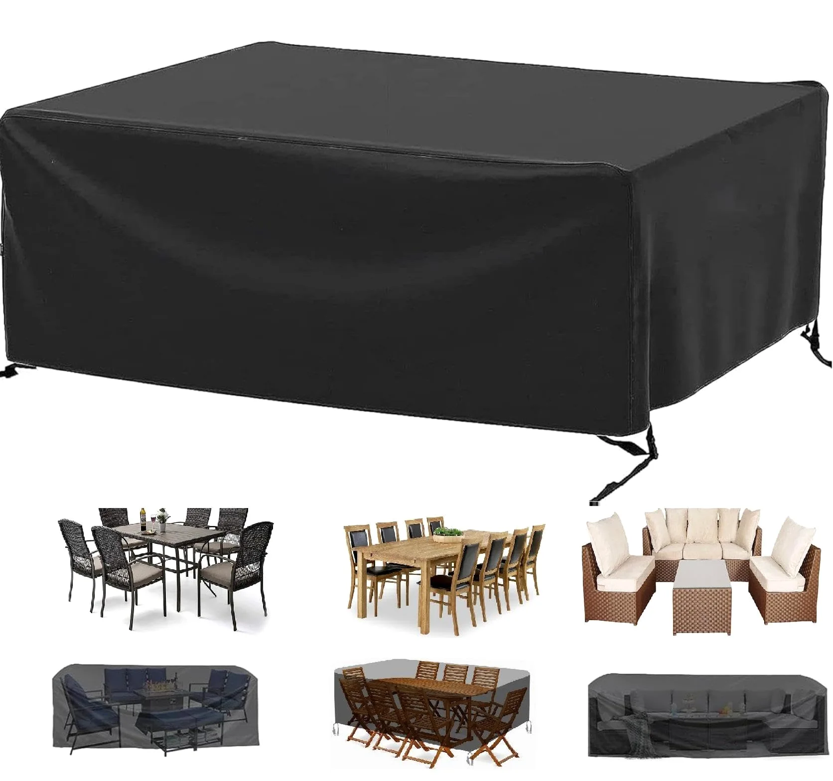 Funda Impermeable Mesa Exterior,Fundas Para Sofa De Jardin 405 L x 380 W x 90Hcm Funda Protectora,Negro Funda Para Muebles De Jardín,Funda Sofa Jardin Exterior Anti-UV Antipolvo para Sofa Patio