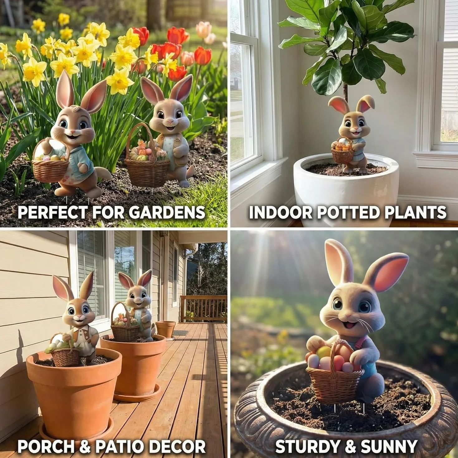 Señal decorativa de conejos de Pascua para jardín, carteles publicitarios 2D de Pascua, estacas para huevos de Pascua, letrero de granja para decoración de jardín, gran decoración de Pascua al aire
